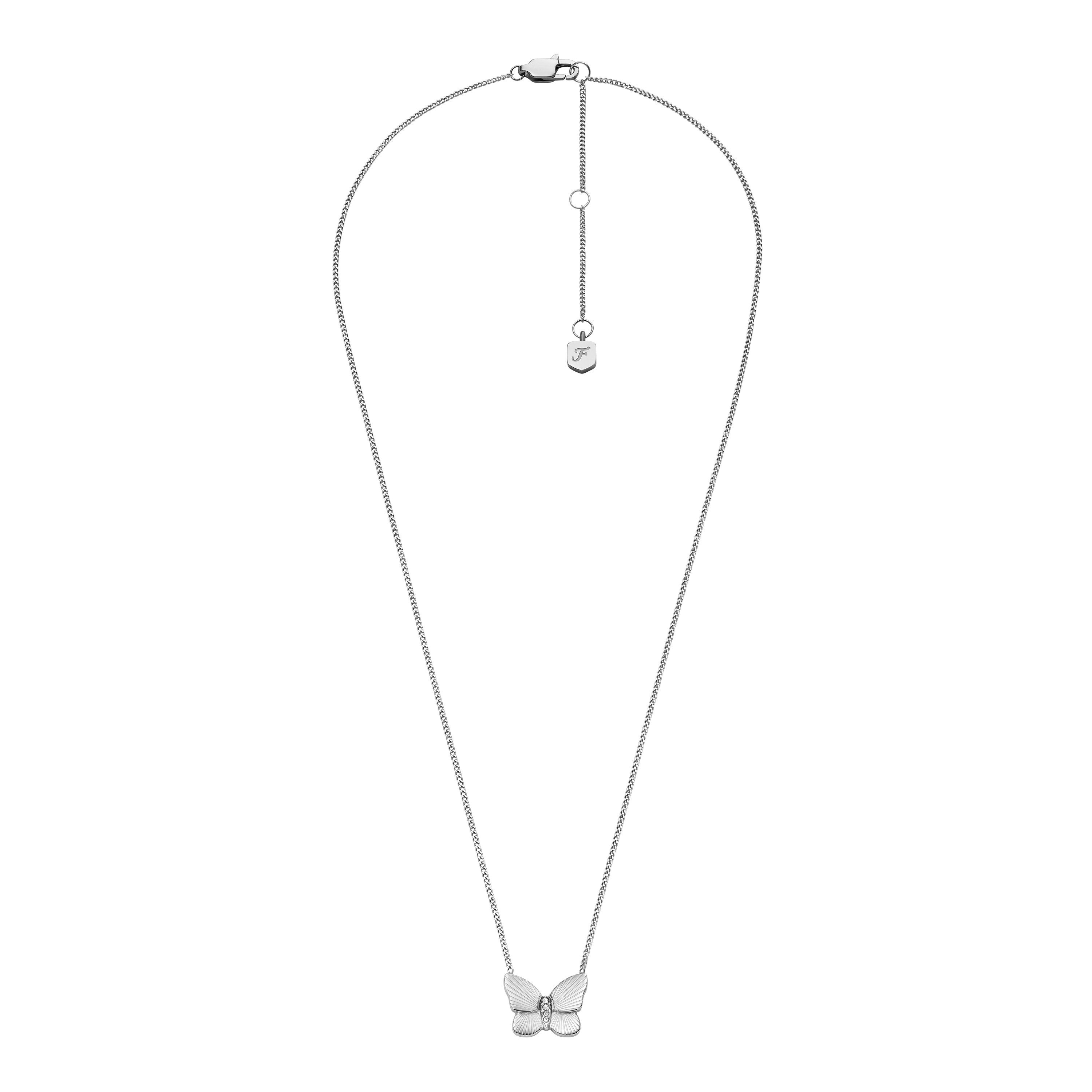 Fossil Ohrring und Ketten Set Multipack Schmuck Geschenk Edelstahl SUTTON Schmetterling (Set, 3-tlg), mit Glasstein