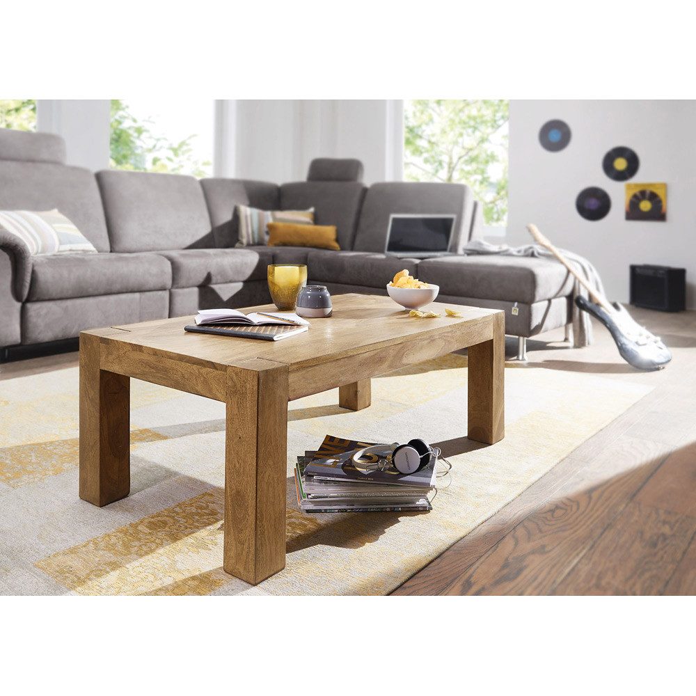 Lomadox Couchtisch, Massiv-Holz Akazie 110cm, Natur, Landhaus-Stil B/H/T ca. 110/40/60cm