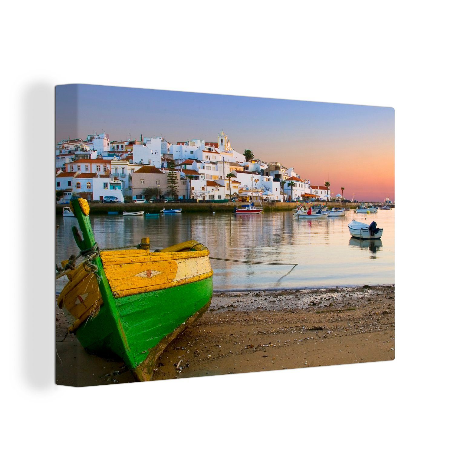 OneMillionCanvasses® Leinwandbild Fischerboot Aufhängefertig, 30x20 Leinwandbilder, (1 cm bei Ferragudo der Wandbild Algarve, St), an Wanddeko