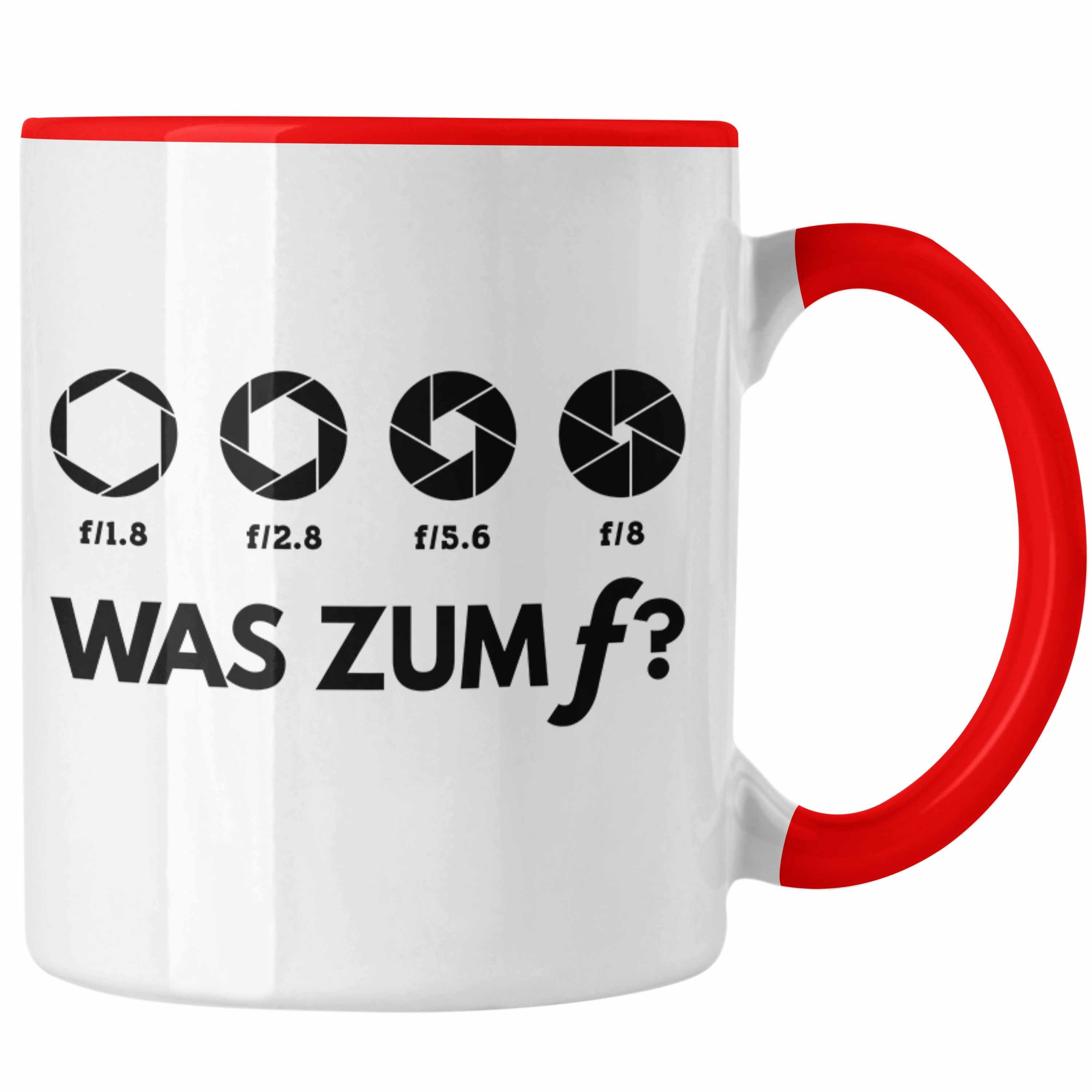 Trendation Tasse Trendation - Fotografie Geschenk Tasse lustig Fotograf Zubehör Fotograph Geschenkidee Lustige Geschenk Kaffeetasse Witzig Rot