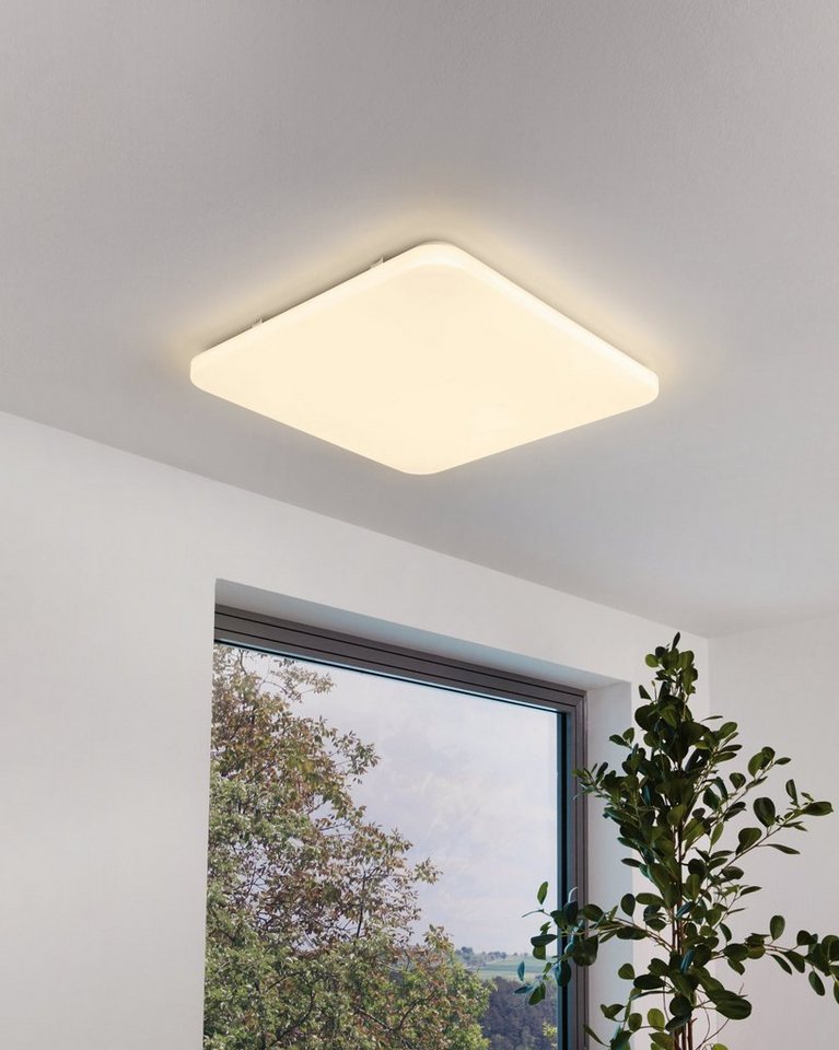 EGLO LED Deckenleuchte Frania, Leuchtmittel inklusive, Deckenlampe in Weiß,  Küchenlampe, Flurlampe Decke in L x B 53 cm