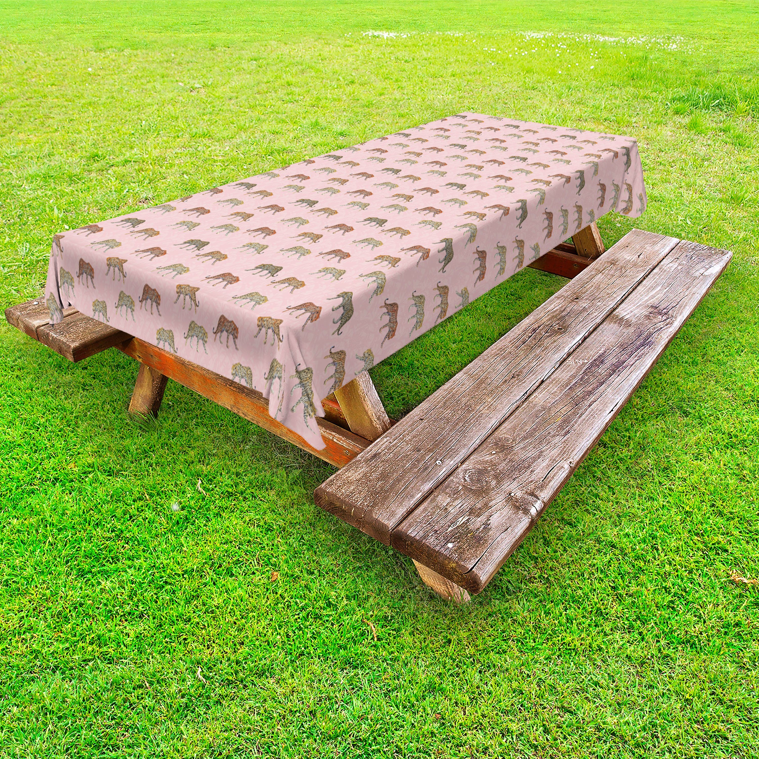 Abakuhaus Tischdecke dekorative waschbare Creature Fierce Picknick-Tischdecke, Leopard Silhouetten