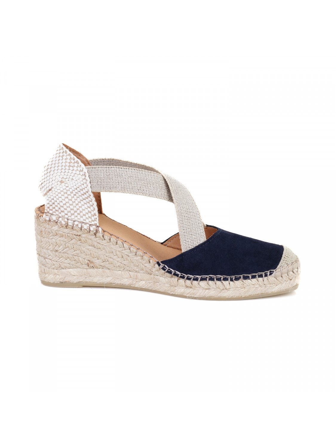 Desa Desa Damen-Espadrilles aus Leder – Keilabsatz, Synthetiksohle, atmungs Slipper
