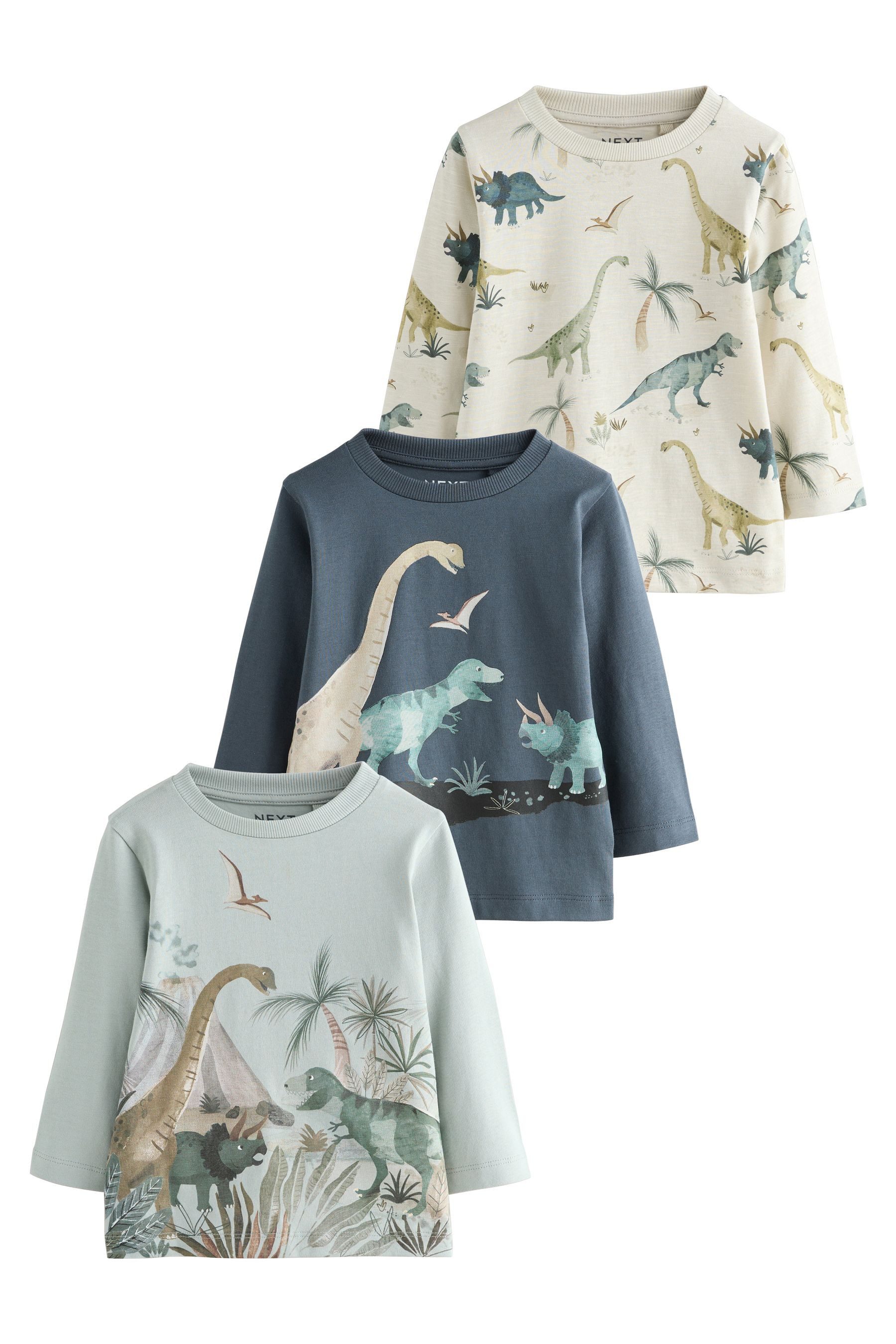 Next Langarmshirt 3er-Pack T-Shirts mit Grafik-Print günstig online kaufen