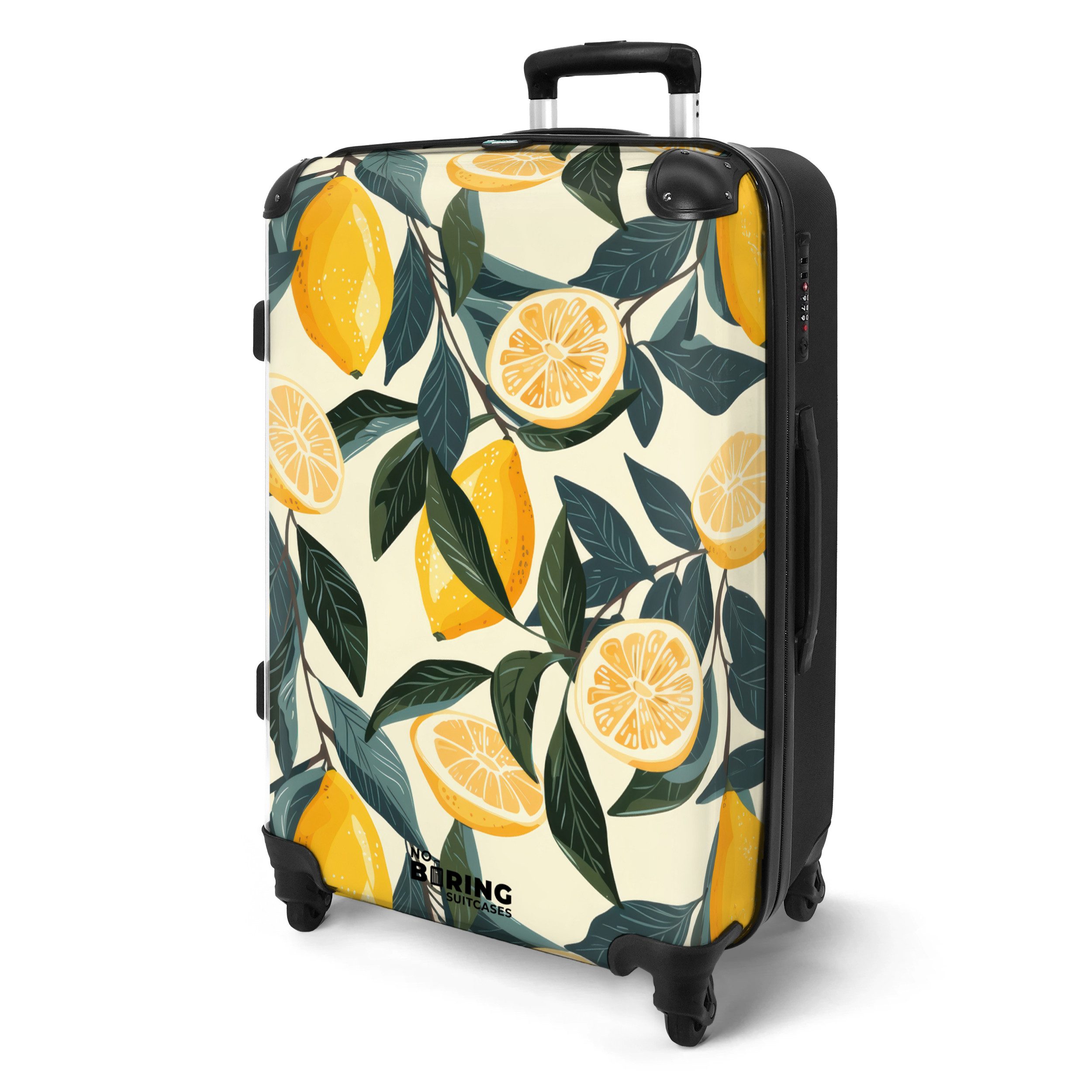 NoBoringSuitcases.com© Hartschalen-Trolley Beige mit Zitronen und günstig online kaufen