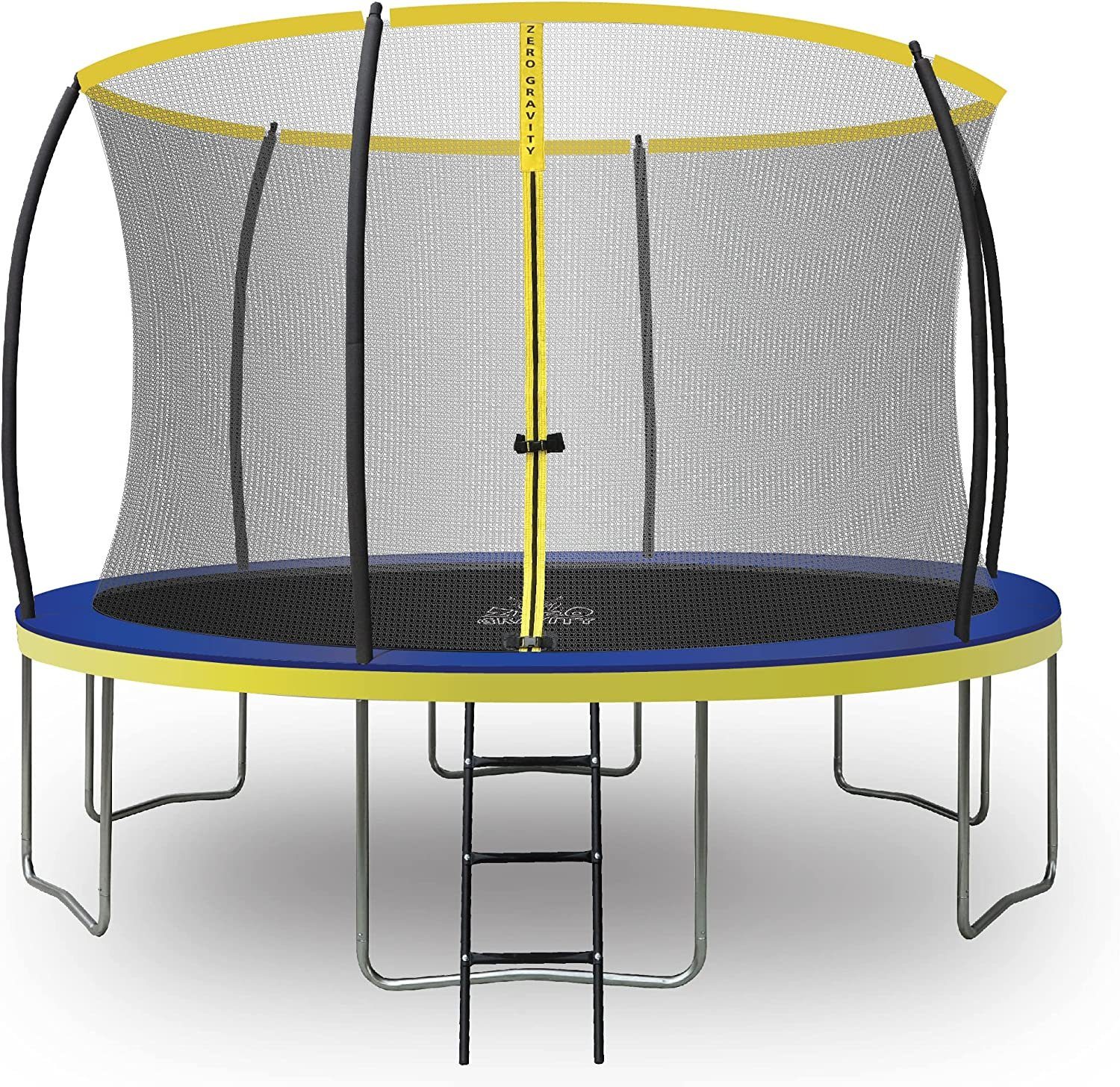 Zero Gravity Gartentrampolin Ø183/244/305/366/427 cm, Leiter & Sicherheitsnetz, TÜV cert, Trampolin, Ø 366 cm, Quick-Fold Sicherheitsnetz, keine Schweißnähte, Outdoor Ø: 366cm / 12ft / 6 Beine / bis 150kg