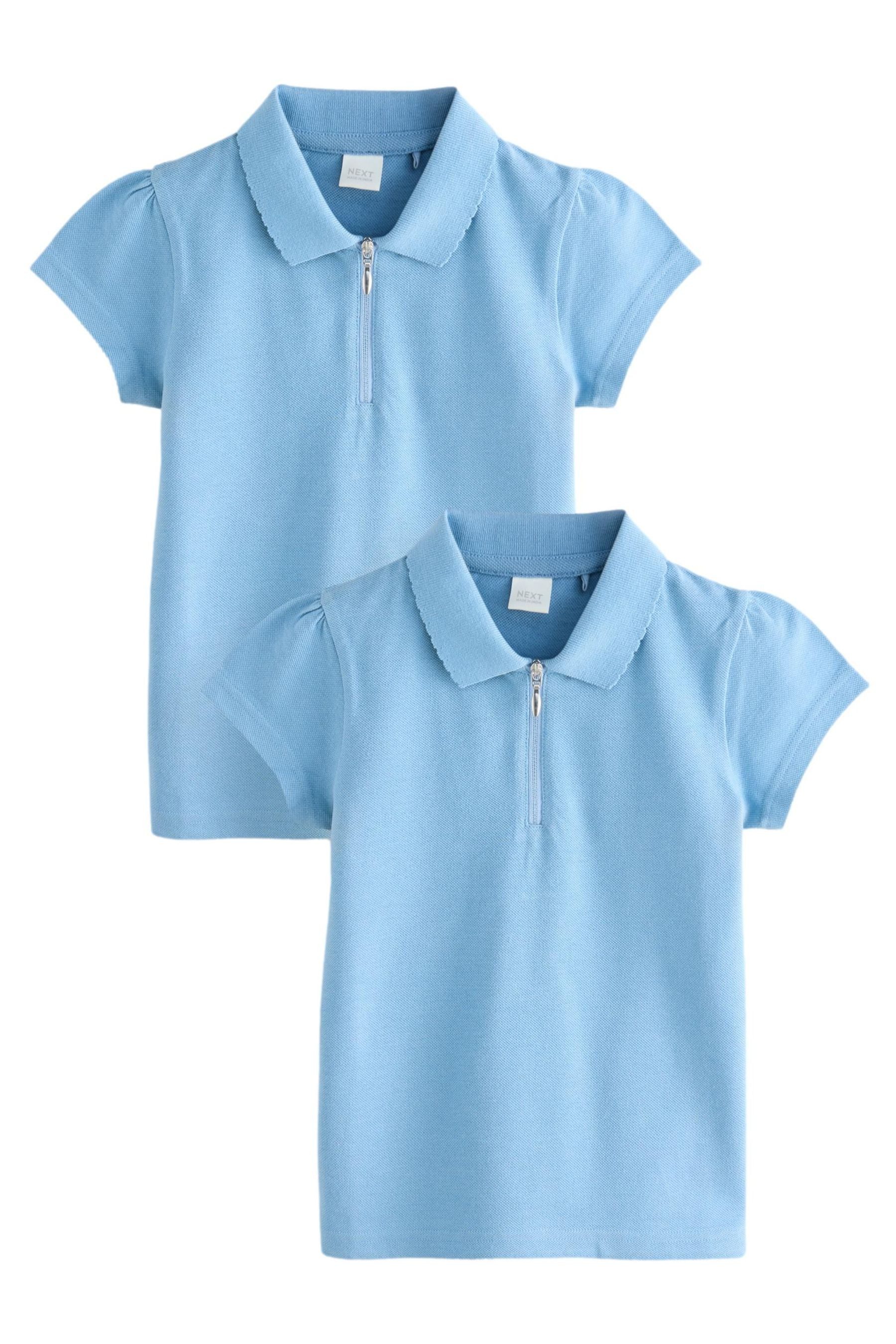 Langarm-Poloshirt Polohemden mit Reißverschluss, 2er-Pack