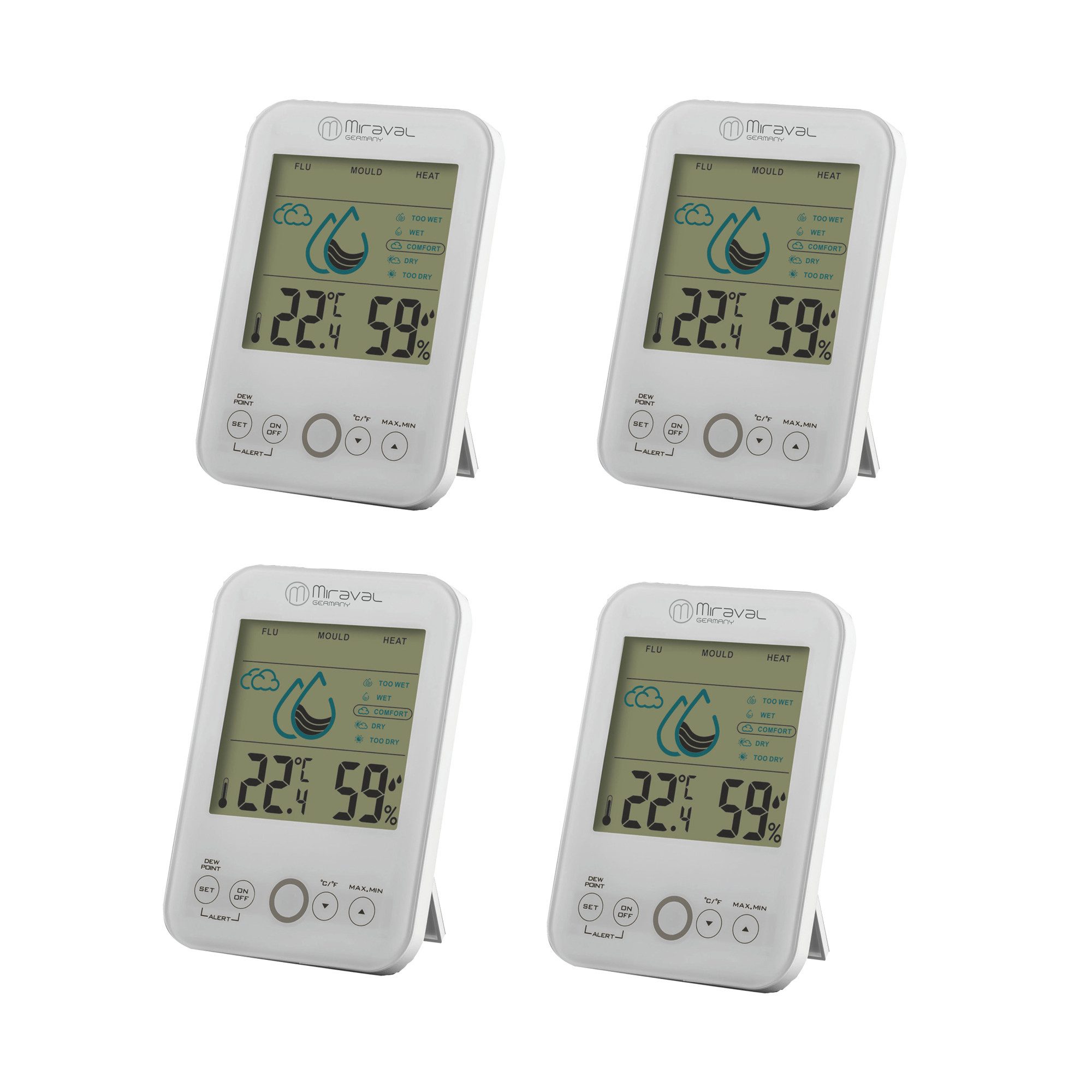Miraval Klimamesser 4x Miraval Raumklimastation Schimmelwarner, Lüftungsemp günstig online kaufen