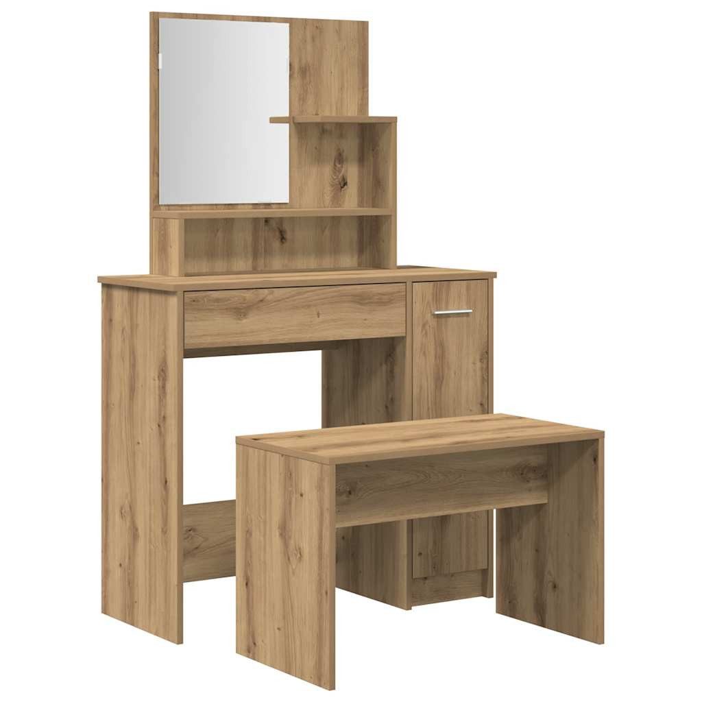 vidaXL Schminktisch Schminktisch-Set Artisan-Eiche Holzwerkstoff (1-St) günstig online kaufen