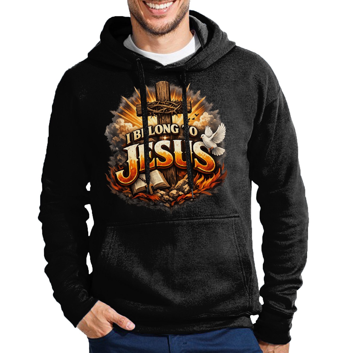 Hoodie BelongToJesus Herren Hoodie Kapuzenhoodie Glaubensmotiv Print