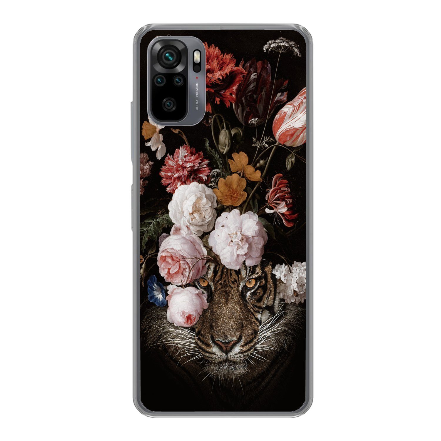 MuchoWow Handyhülle für Xiaomi Redmi Note 10 Pro Blumen - Jan Davidsz de Heem - Tiger - Ge, Phone Case, Silikon, Schutzhülle Dünn