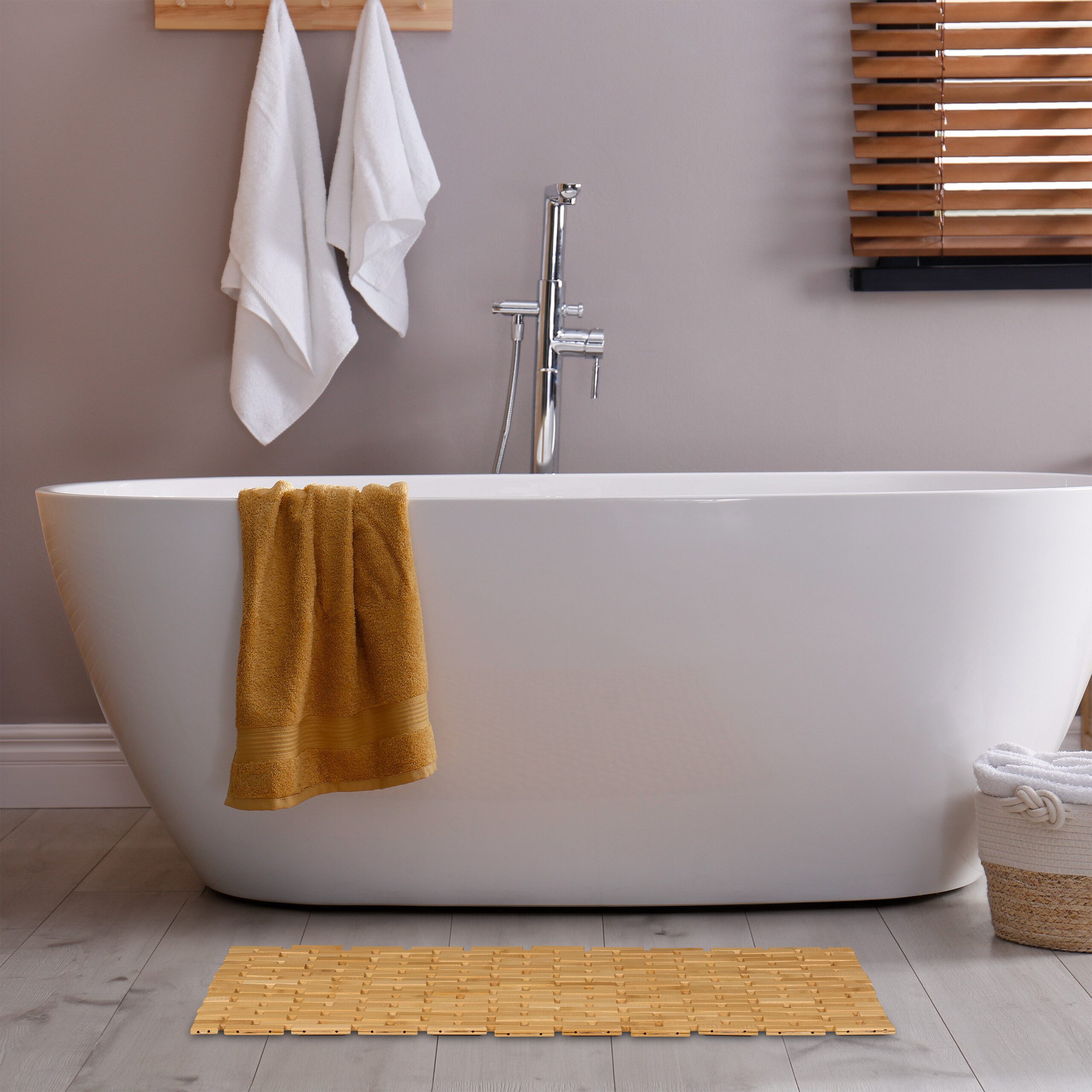 relaxdays Badematte Faltbare Badematte aus Bambus, Höhe 6 mm, Anti-Rutsch-F günstig online kaufen