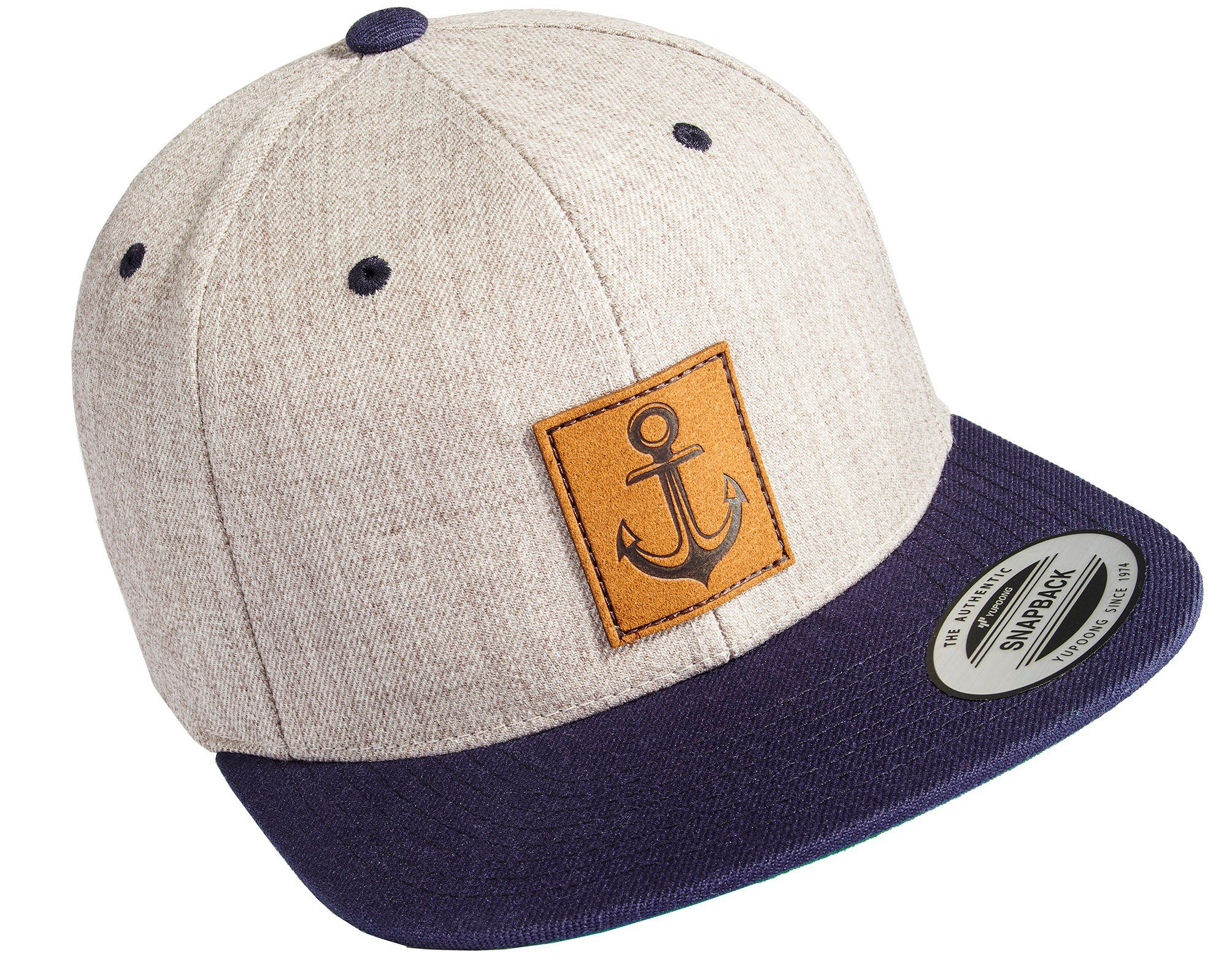 Snapback Cap Flexfit Outdoor Mütze "Anker" - Leder-Patch-Cap