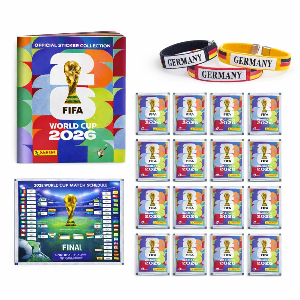 Athlejoy Stickerbuch XXL Set WM 2026 - inkl. Stickeralbum Panini, Sticker & Spielplan