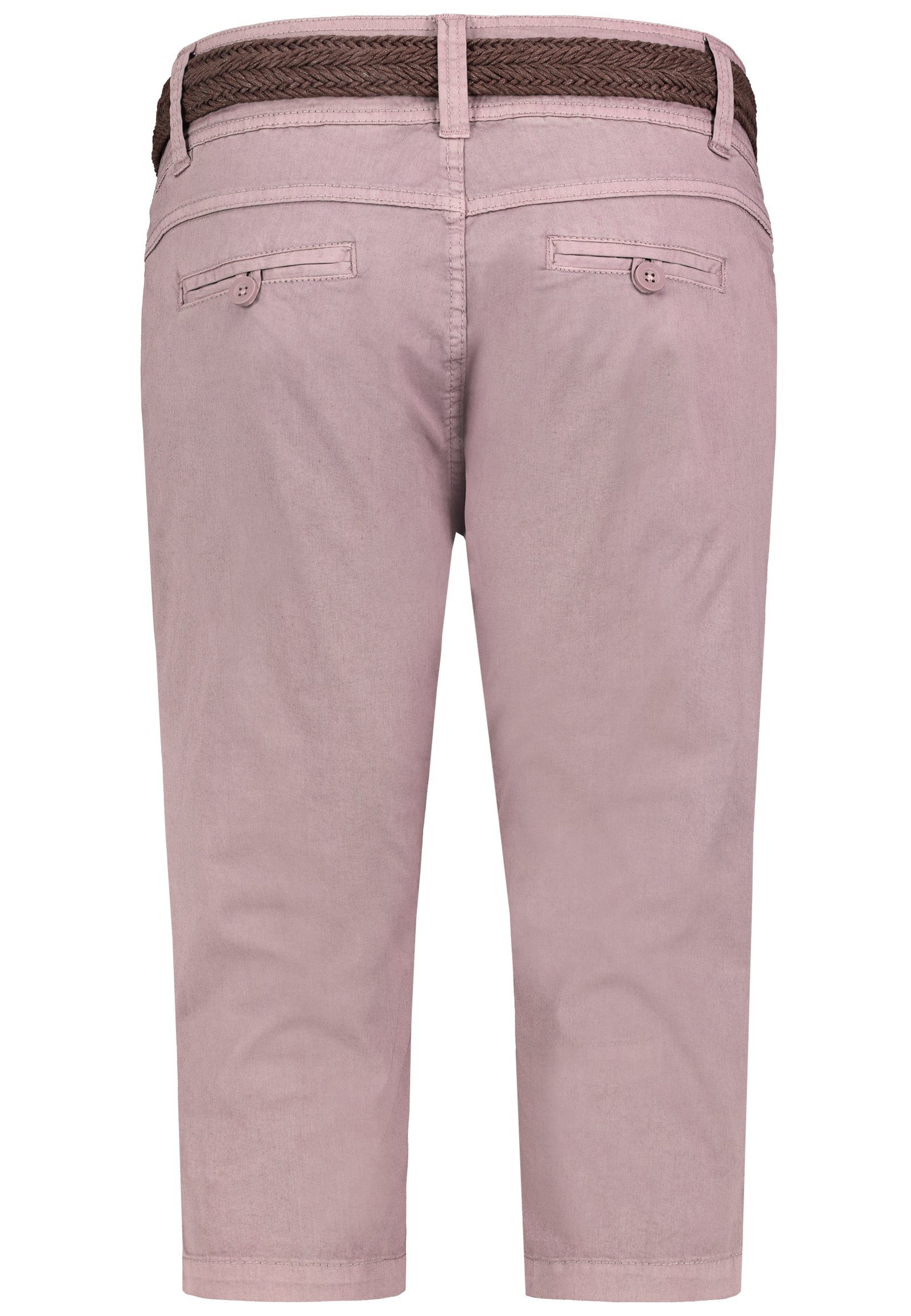 Capri Bermuda Made Gürtel Chino Fresh Short Bermudas Hose Sommer Damen 3/4 mit Rosa Stoff Hose