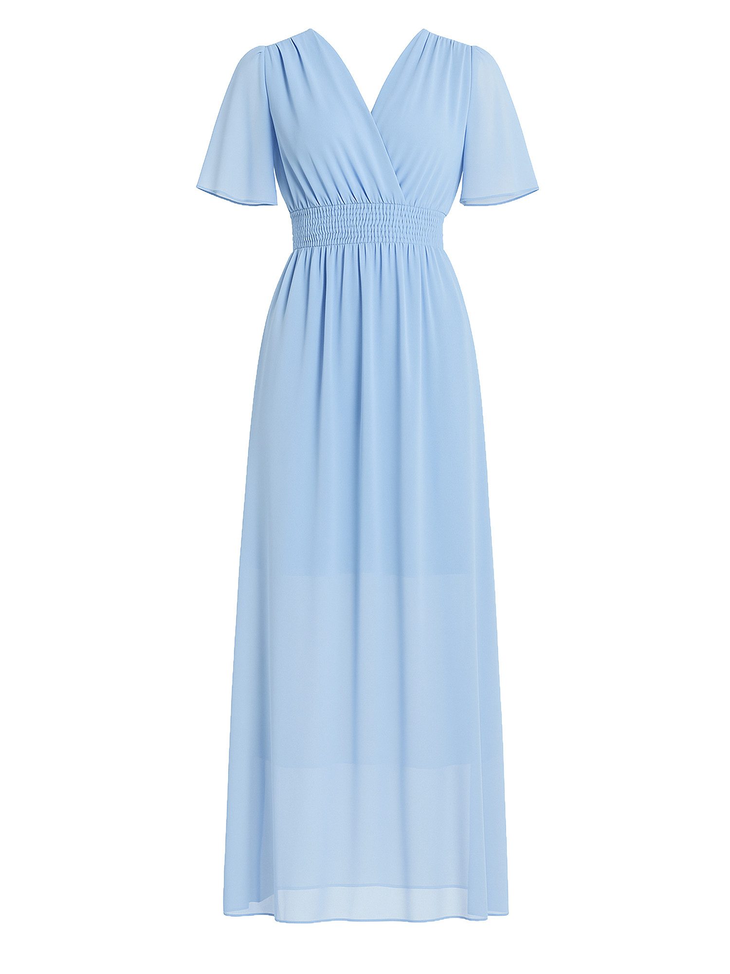 Elara Maxikleid — Damen Sommerkleid mit Wickeloptik, Smoktaille & Flügelärmeln (1-tlg) – Bild 5 von 5