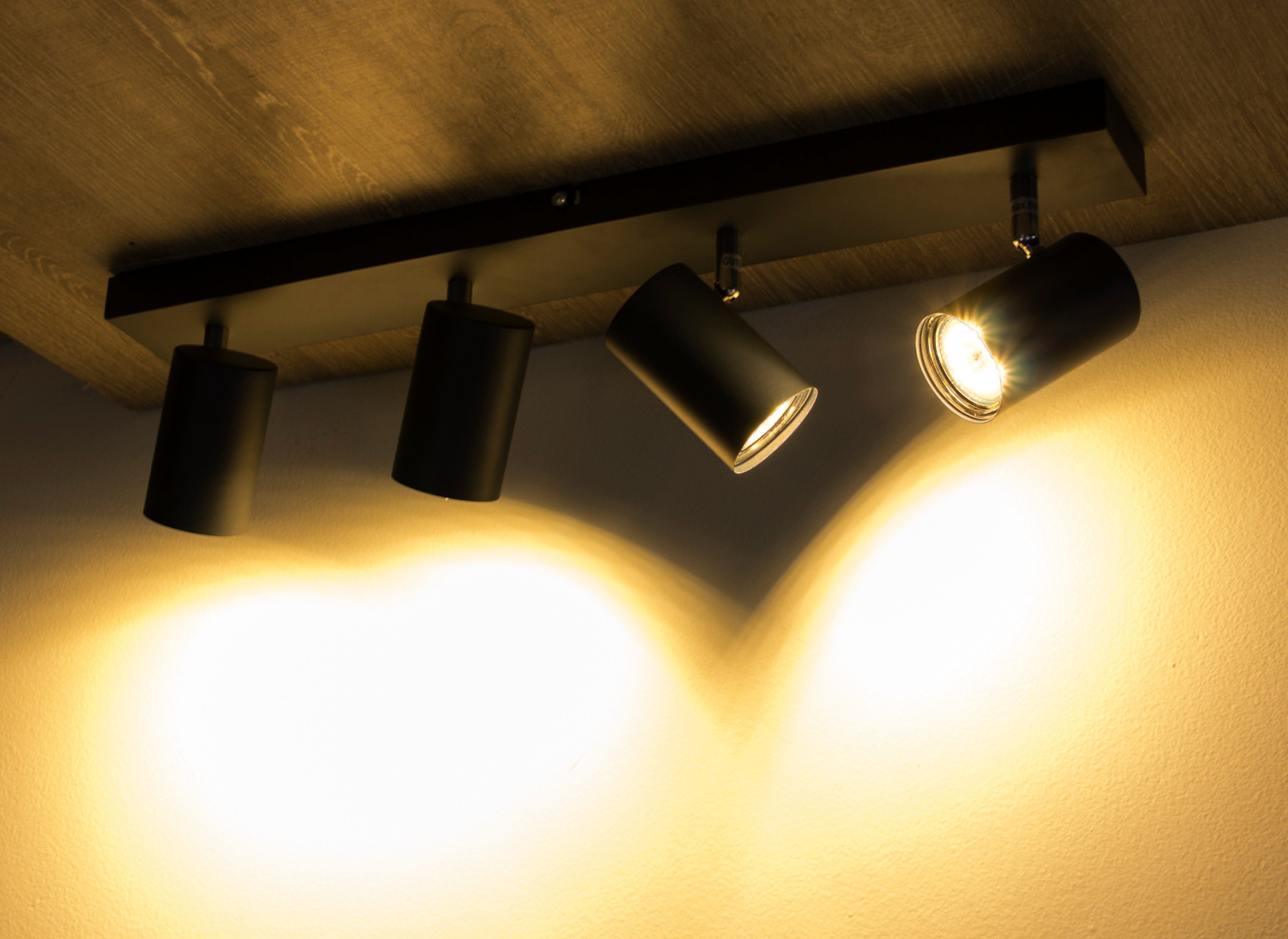 TRANGO LED 1018W LED-Leuchtmittel 4x inkl. 4-flg. *SIA* Küchenleuchte, Deckenleuchte, warmweiß 3-Stufen flexibel Watt Wohnzimmerlampe, & schwenkbar verstellbar GU10 Flurleuchte, Weiß Weiß-Optik dimmbar Deckenlampe, matt 3000K Deckenleuchte 4.8 Spots