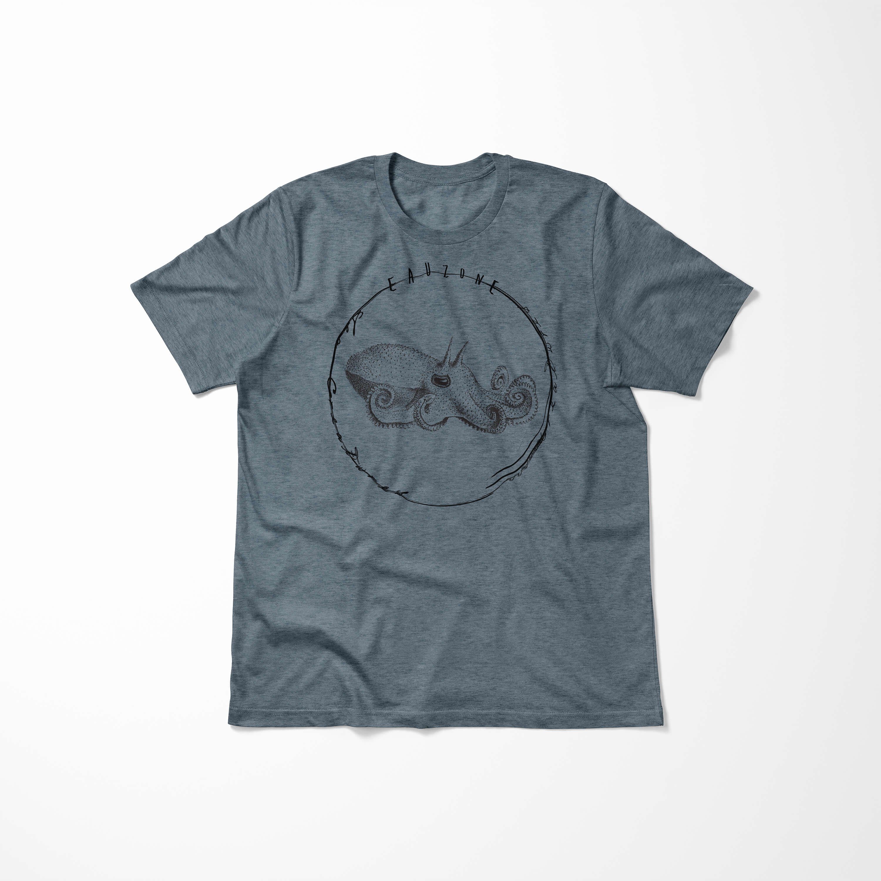 Creatures, Sea Fische feine Sinus Tiefsee und / Schnitt Art T-Shirt Indigo 071 Struktur Serie: sportlicher - T-Shirt Sea