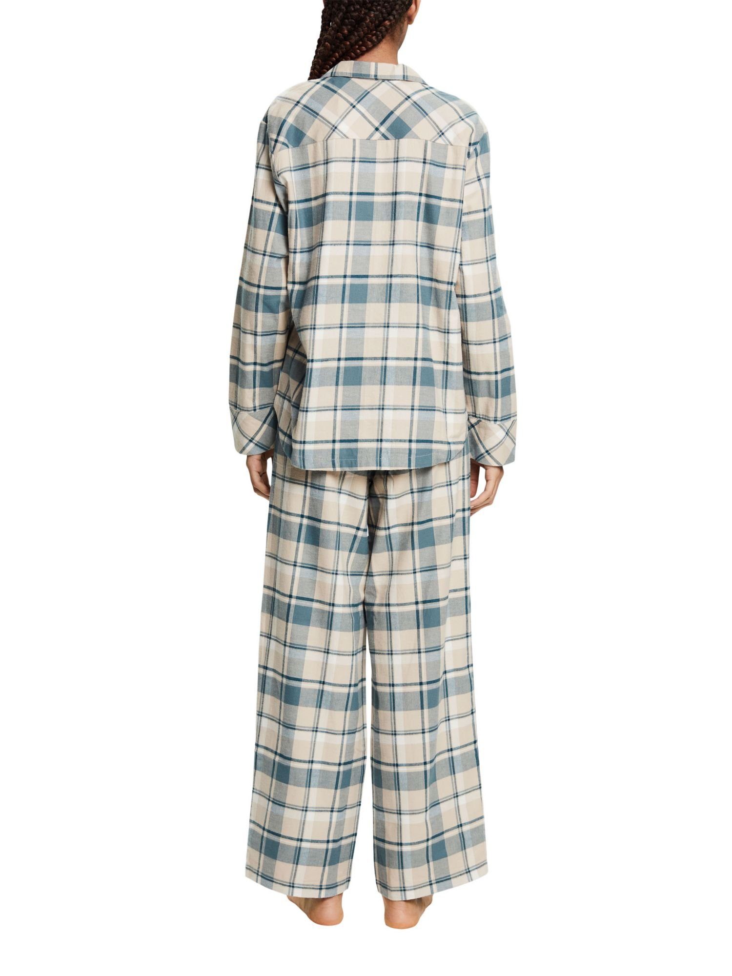 TEAL kariertem NEW Flanell Pyjama aus Pyjama-Set BLUE Esprit