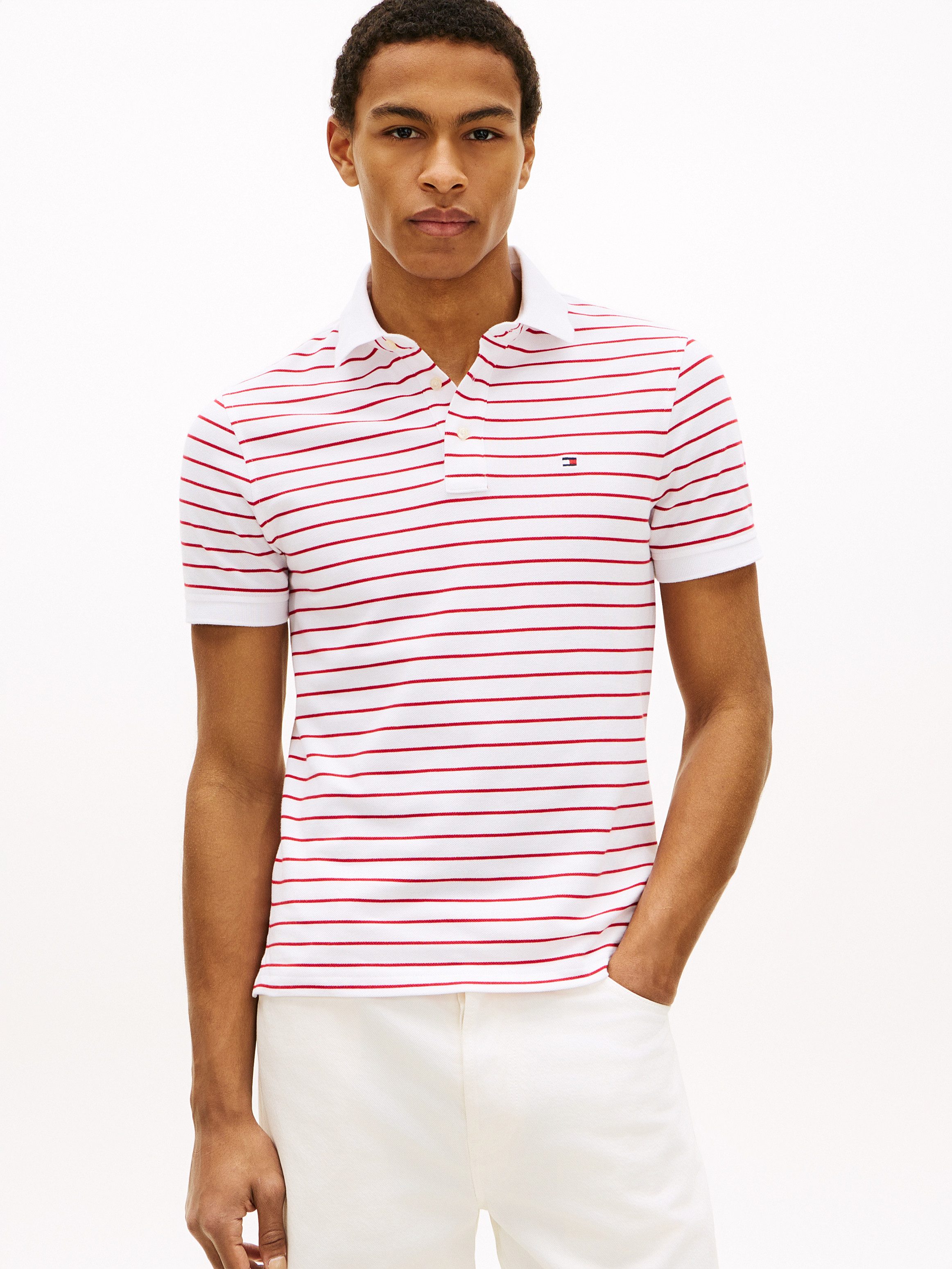 Tommy Hilfiger Poloshirt 1985 SLIM POLO Markenstickerei, aus Baumwoll-Piqué günstig online kaufen