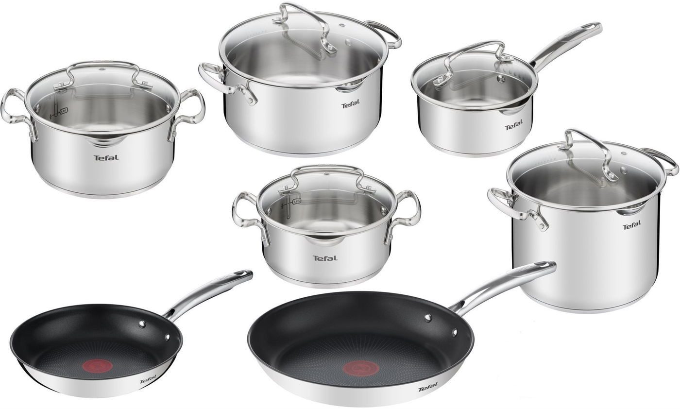 Topf-Set Tefal Duetto+ Kochgeschirr-Set Edelstahl-Kochset Topf Pfanne