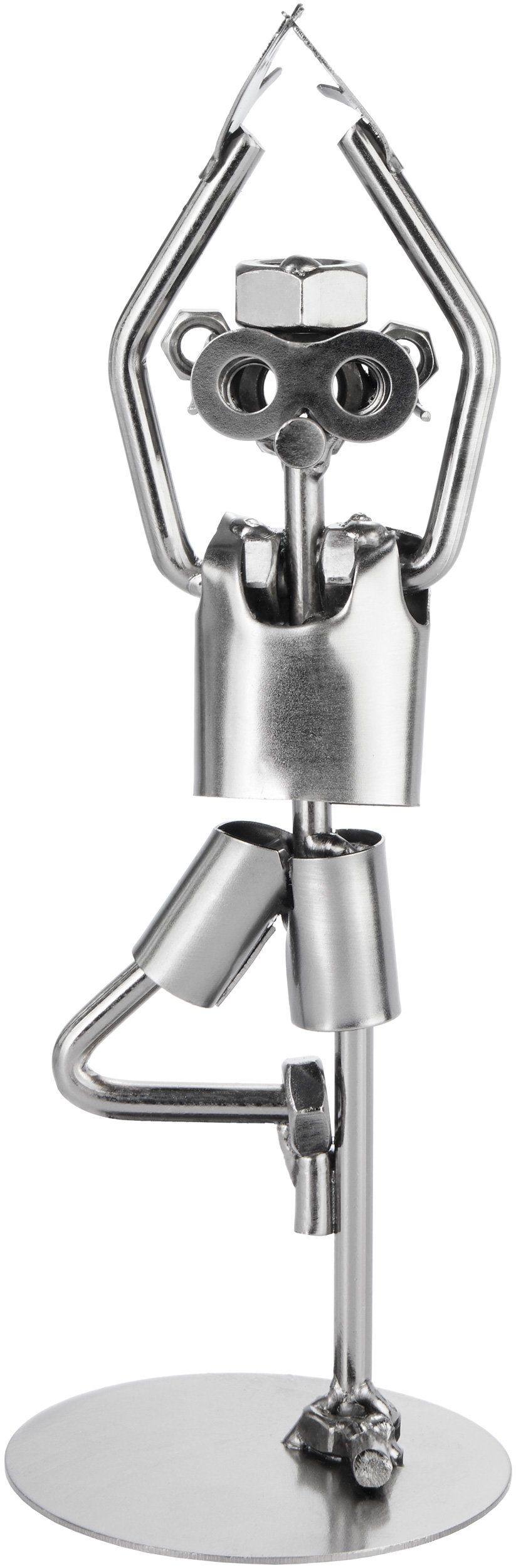 BRUBAKER Dekofigur Schraubenmännchen Yoga - Sport Silber Eisenfigur Handarbeit Dekoration (1 St), Dekoration Geschenk für Yogi und Yoga Begeisterte