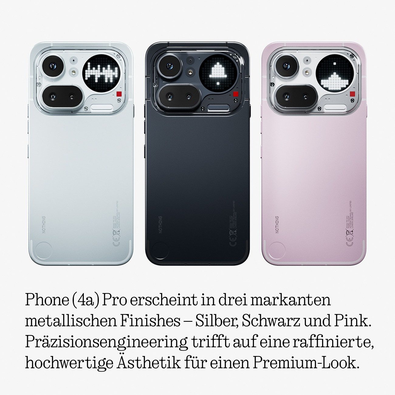 NOTHING Phone (4a) Pro 128GB+8GB Smartphone (17.35 cm/6.83 Zoll, 128 GB Speicherplatz, 50 Megapixel MP Kamera, 6.83" 144Hz AMOLED-Display, leuchtende Gylph-Matrix, ikonisches Design)