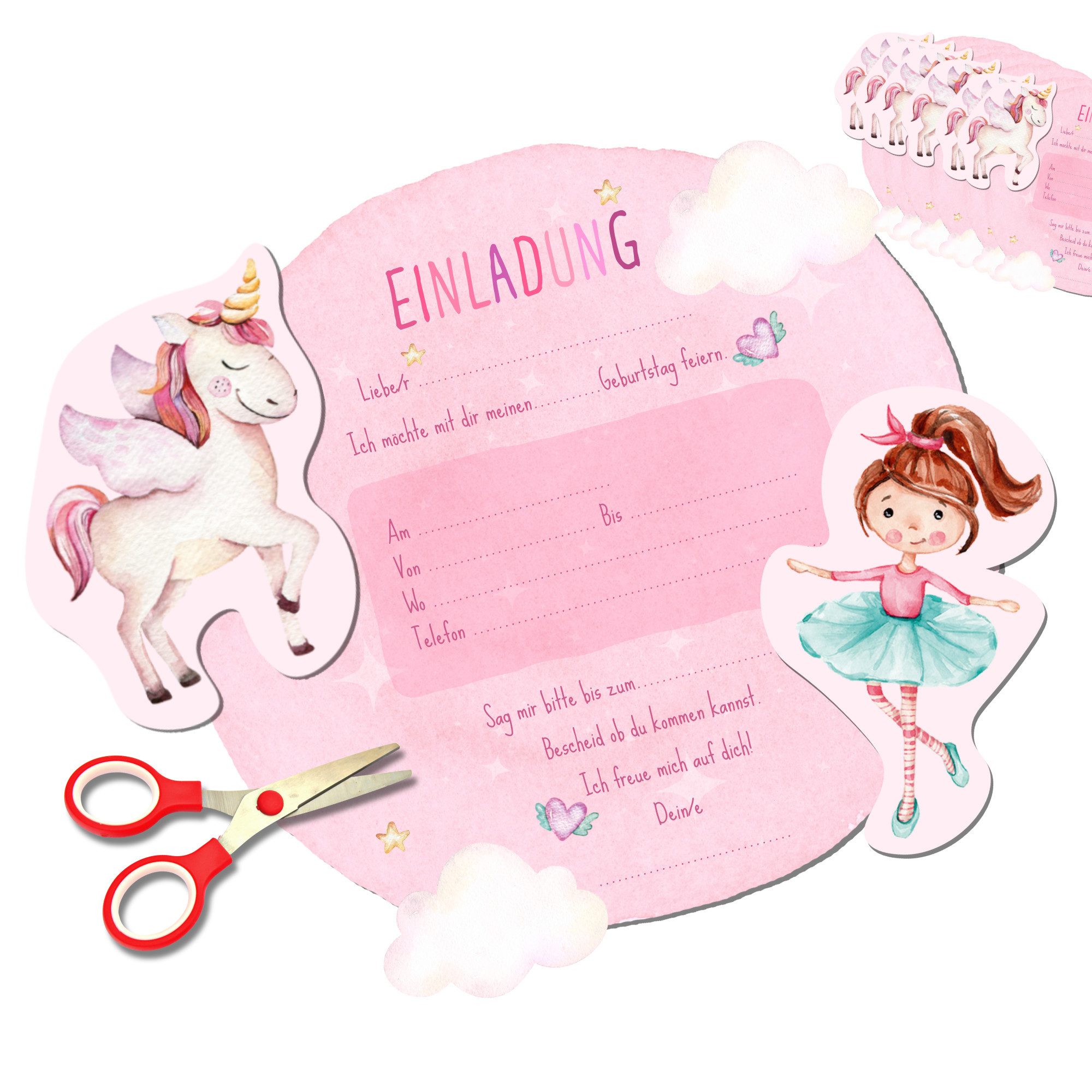 MeinBaby123® Einladungskarten zum selber Basteln, Einladungskarten Kindergeburtstag, Kindergeburtstag Einladungskarten DIY, Einladung Kindergeburtstag