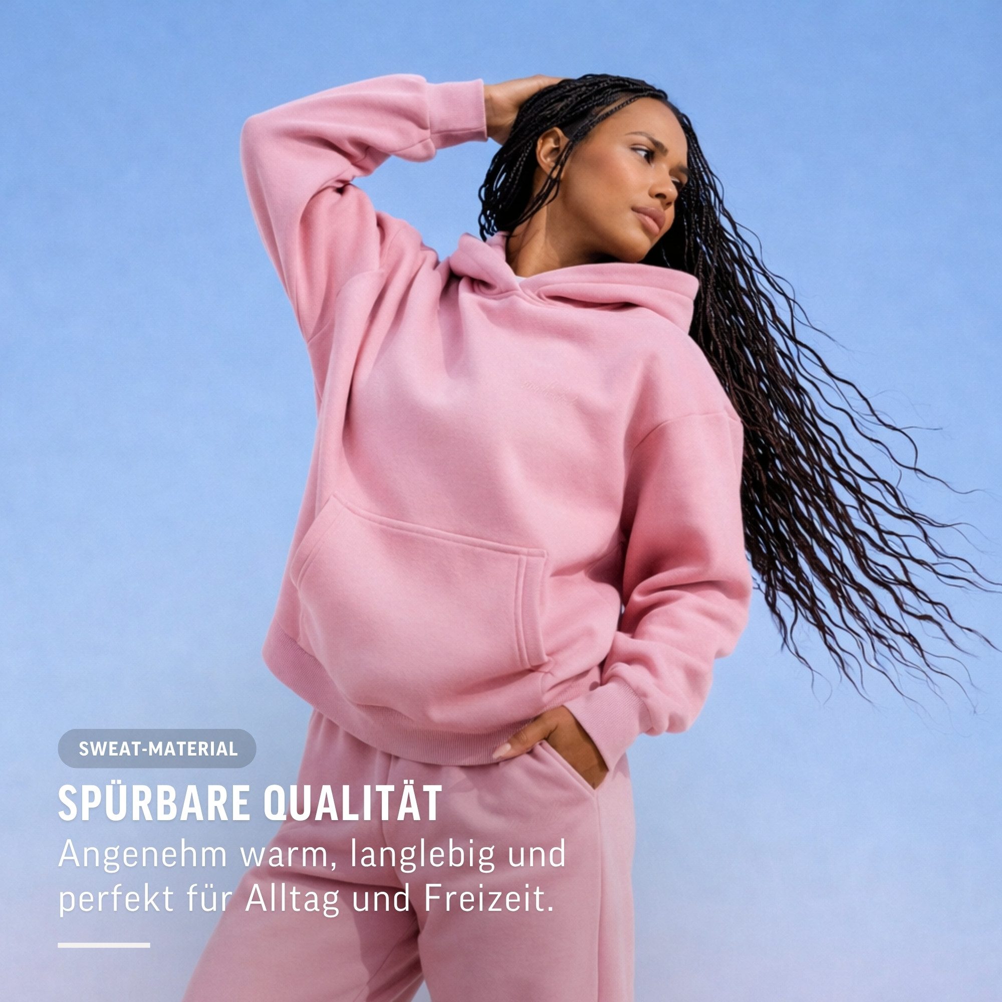 Smilodox Hoodie Thalea Kapuzenpullover Damen Oversize Fit mit Kängurutasche Relaxed Fit, Weiches Sweat Material, Logo-Stitching, Gym & Freizeit