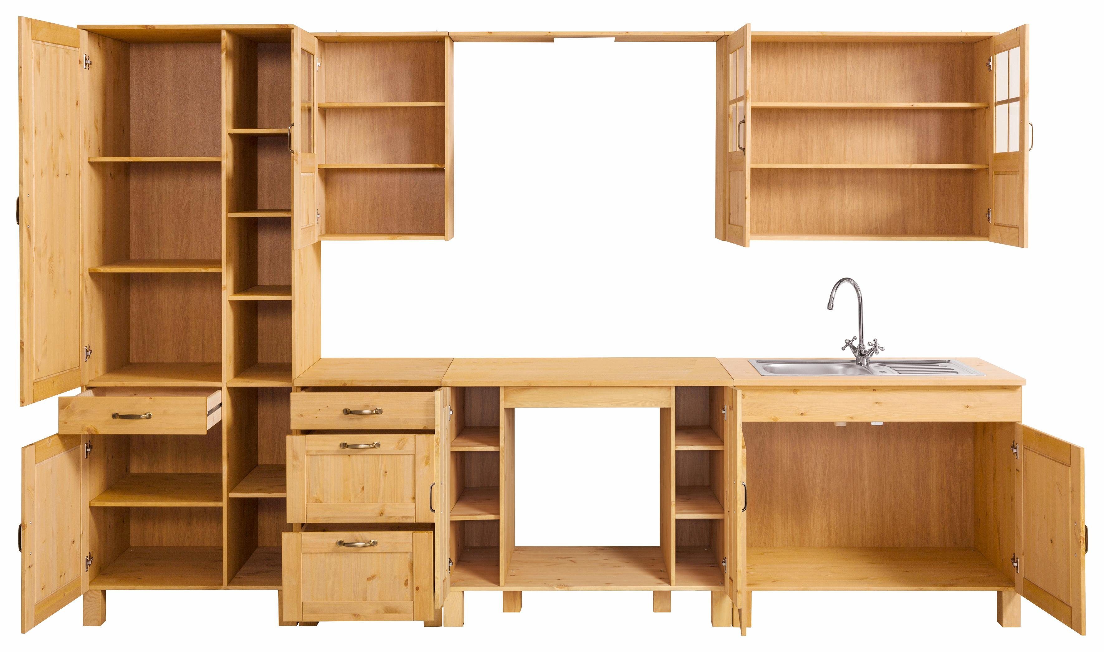 Home affaire Küchenzeile Alby, Breite 325 cm, aus Kiefer massiv, ohne E-Geräte