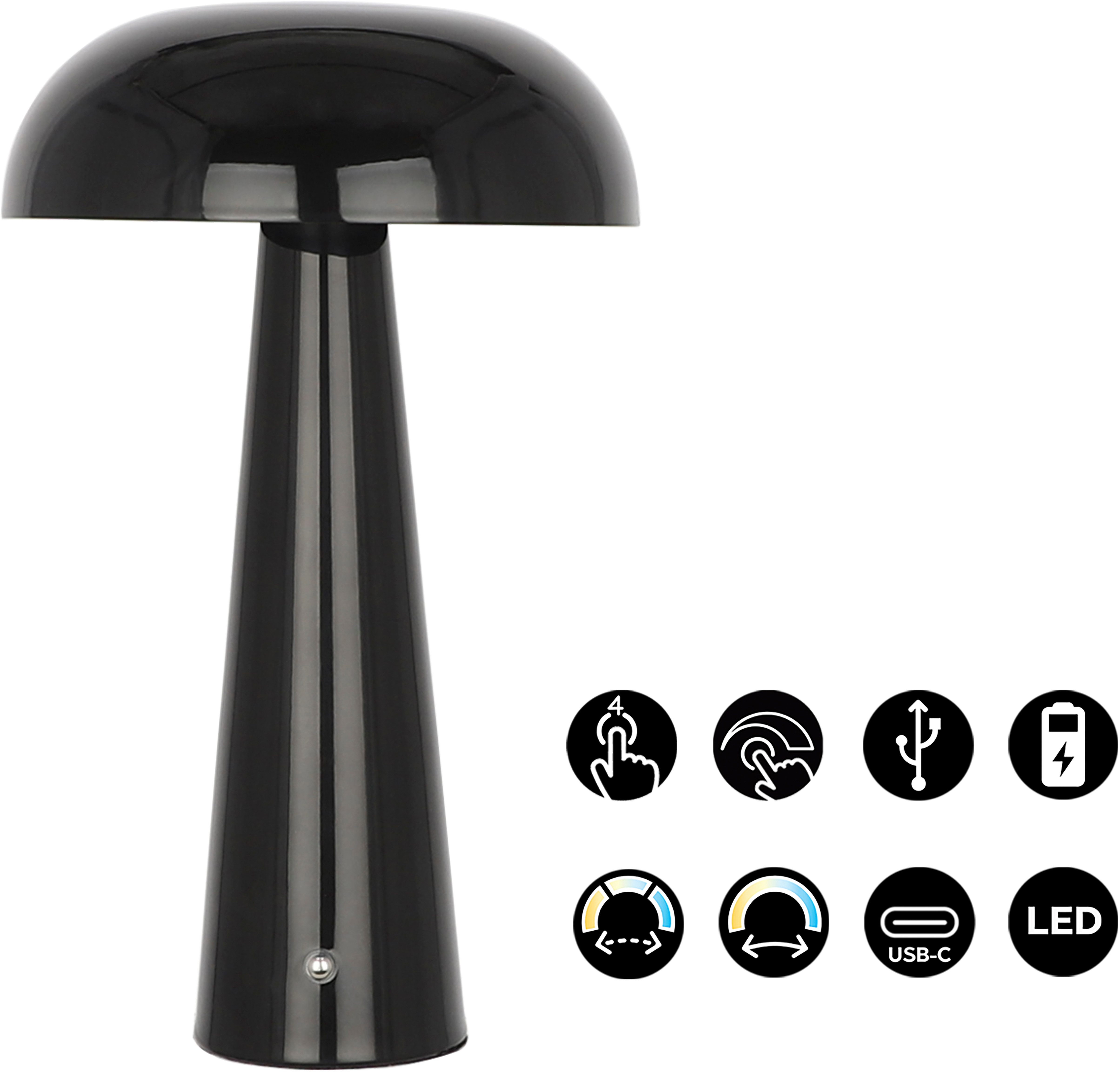 OTTO home LED Tischleuchte Katniss - Akkuleuchte, Dimmer, Dimmfunktion, Ein-/Ausschalter, Farbwechsel, USB-Ladefunktion, mehrere Helligkeitsstufen, LED fest int – Bild 4 von 5