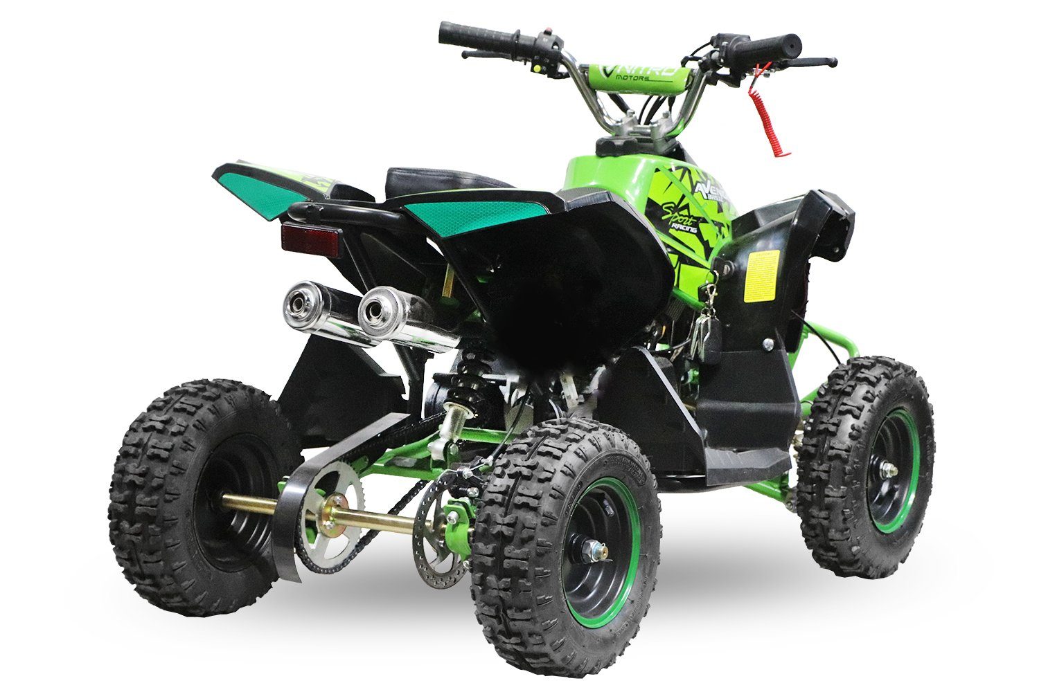 Nitro Motors Dirt-Bike 49cc Quad Automatikschaltung Gang, Kinderquad Kinder mini Avenger 1 Pocketquad, Rot 6" ATV