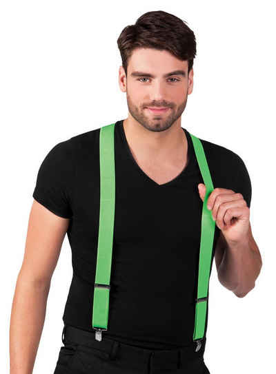 Boland Kostüm Hosenträger neon-grün, Farbenfrohes Accessoire für Verkleidungen