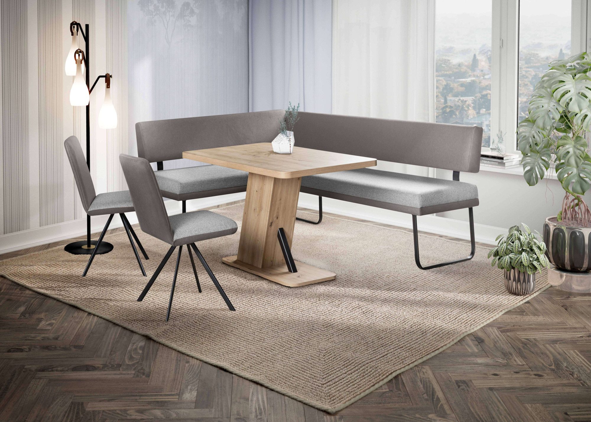 OTTO home Eckbank Gabi Esszimmerbank, Bank, Küchenbank, Polsterbank, Gestell aus matt-schwarzem Flachmetall, stabil, 2-Stoff-Design
