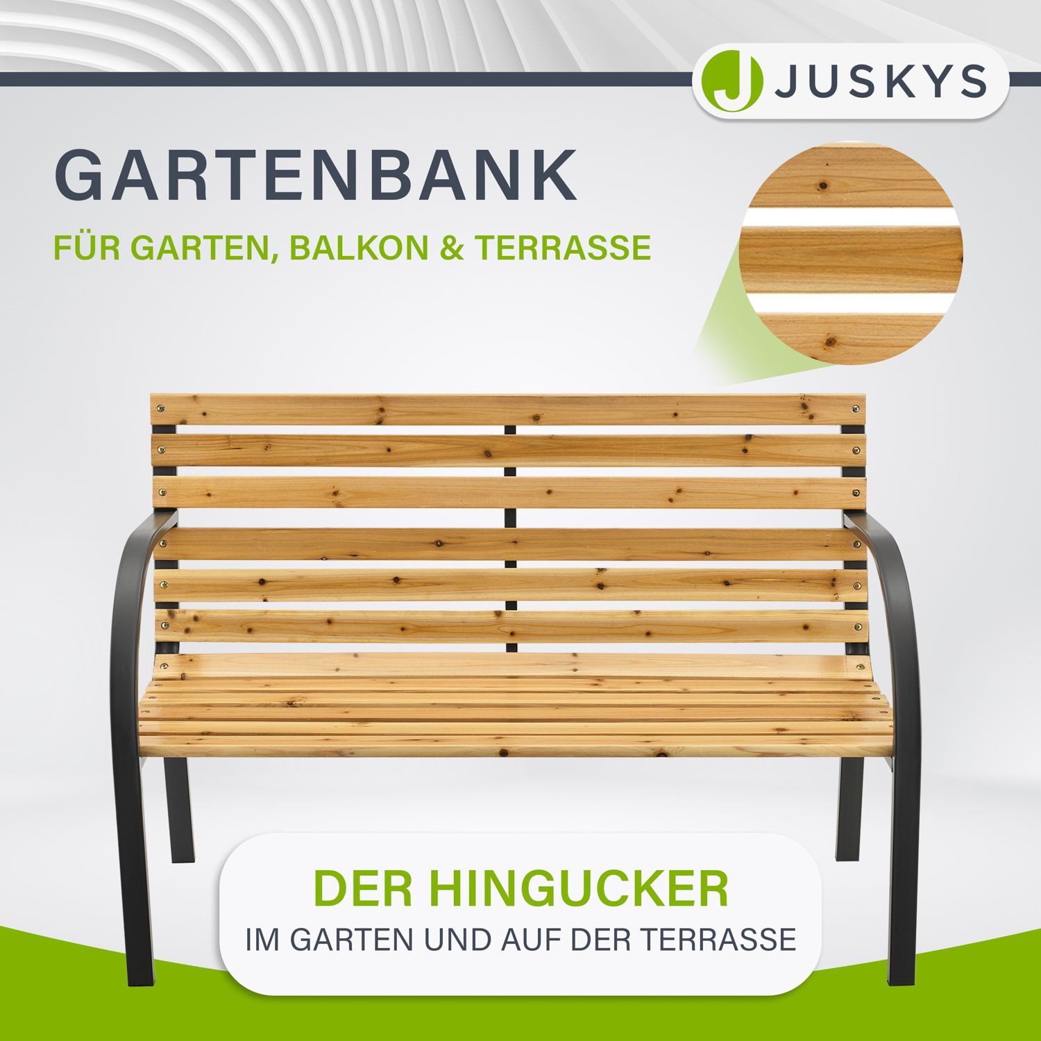 Juskys Gartenbank Modena, bequeme Rückenlehne, wetterfeste Materialien, für 2 Personen