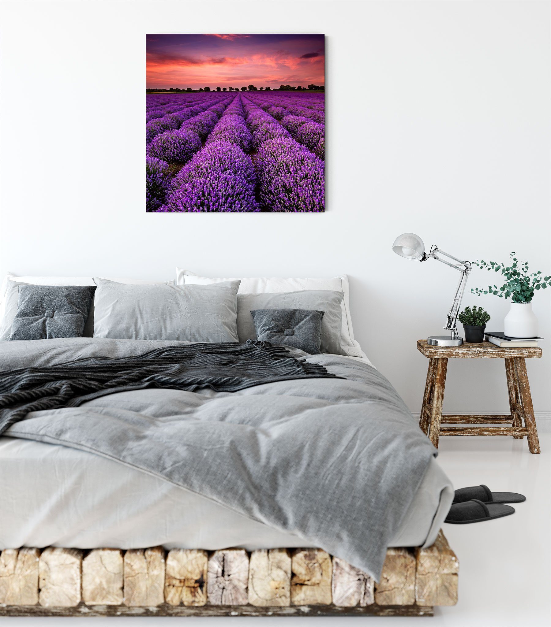 Pixxprint Leinwandbild Wunderschöne Lavendel Provence, St), Zackenaufhänger (1 Lavendel Provence Leinwandbild Wunderschöne bespannt, inkl. fertig