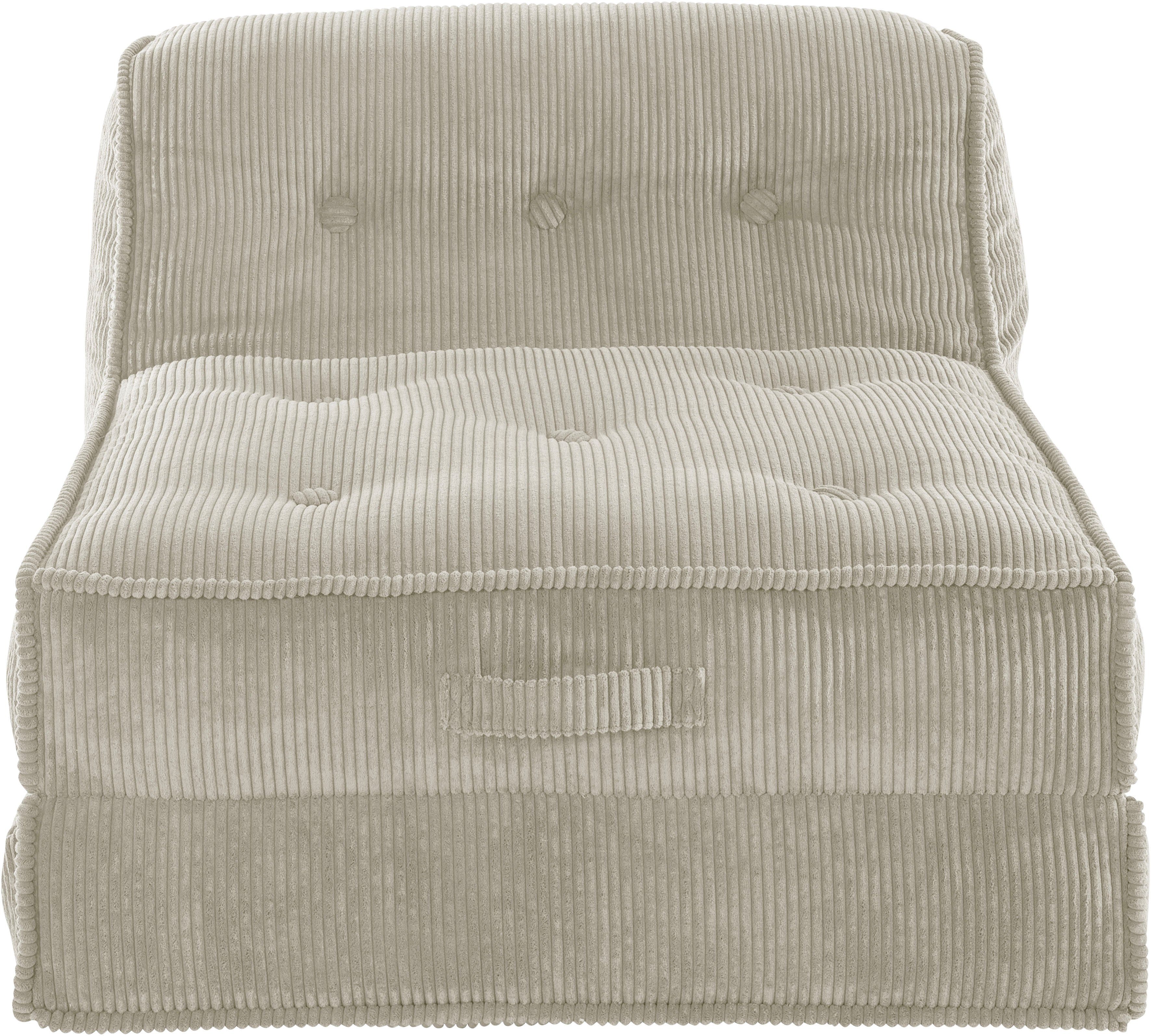 INOSIGN Sessel »Missy«, Loungesessel aus weichem Cord, in 2 Größen, mit Schlaffunktion und Pouf-Funktion.