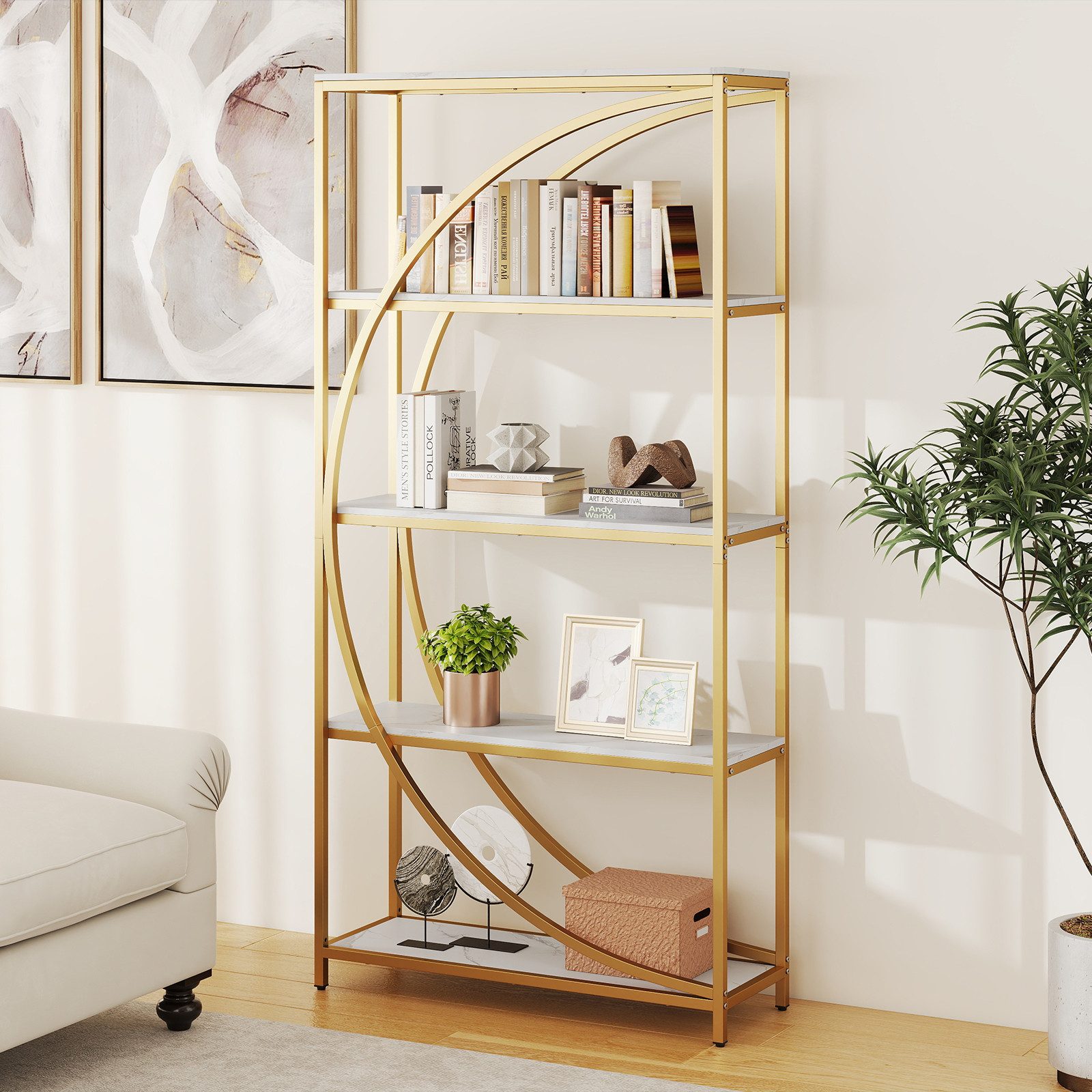 COSTWAY Bücherregal, 1-tlg., geometrisches Büroregal Metallrahmen 86 x 30 x günstig online kaufen