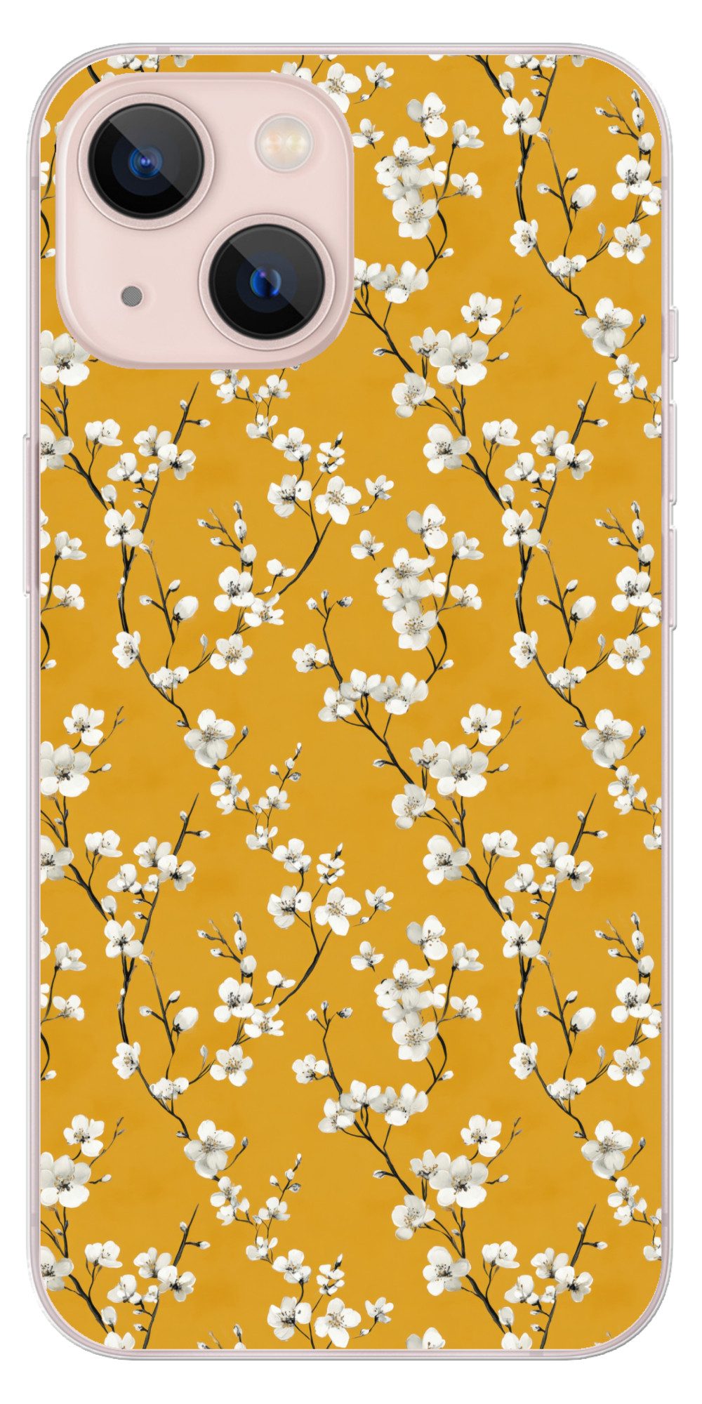 MuchoWow Handyhülle für Apple iPhone 13 Blütenzweig - Aquarell - Gelb, Smartphone-Bumper, Print, Handy Schutzhülle Dünn