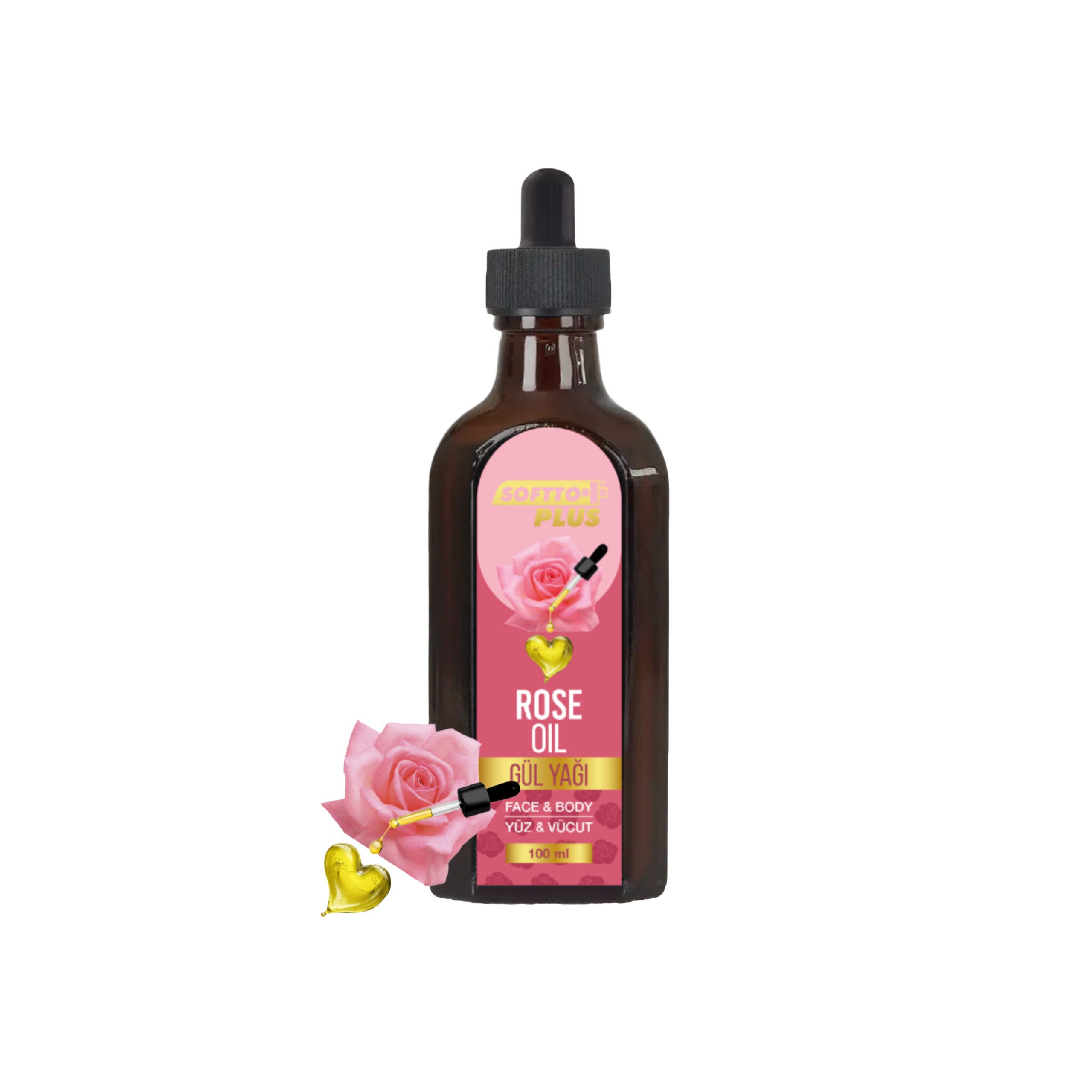 Softto Plus Gesichtsöl Softto+Plus Rosenöl - 100ml für Gesicht & Körper