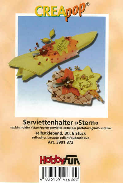 HobbyFun Kreativset CREApop® Serviettenhalter Stern, selbstklebend, 6