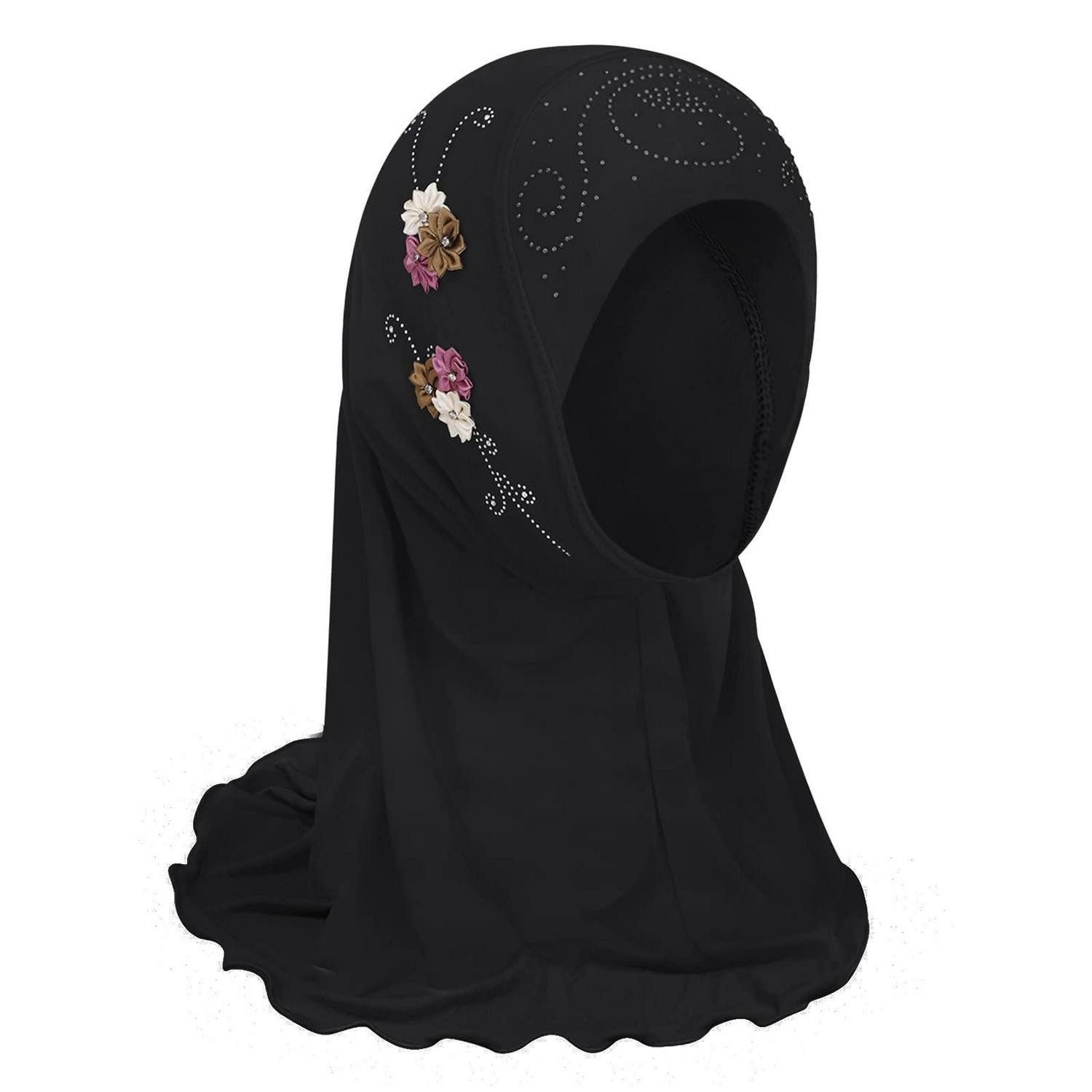 LuxusKollektion Kopftuch Kopftuch Mädchen Blumen Schwarz, (1-St)