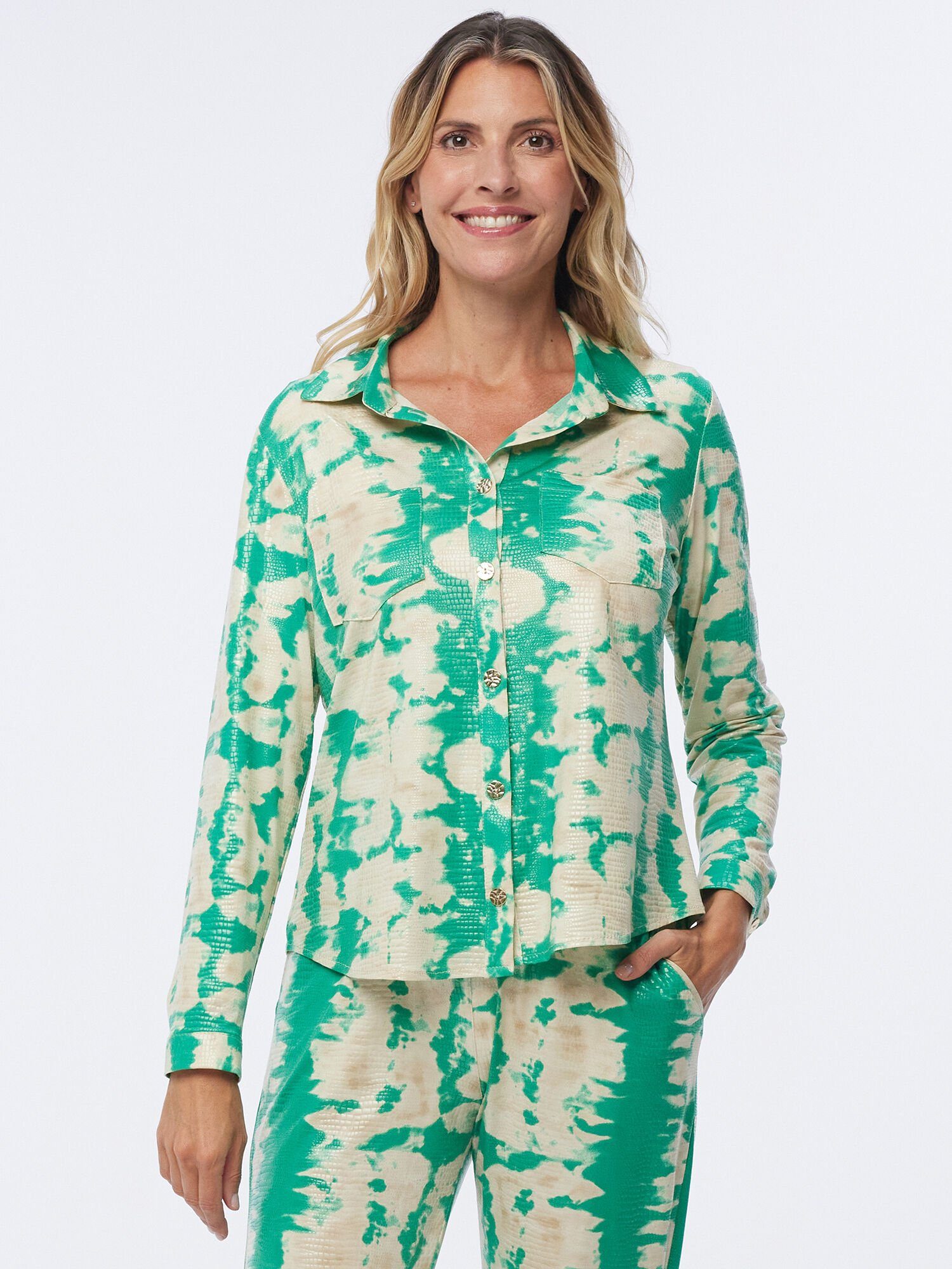 MONACO blue Hemdjacke Курткиhemd mit faszinierender Batikoptik