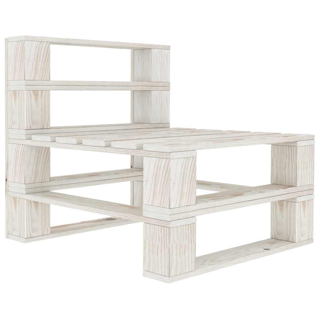 vidaXL Gartenbank Outdoor-Mittelsofa Paletten Holz Weiß (1-St)