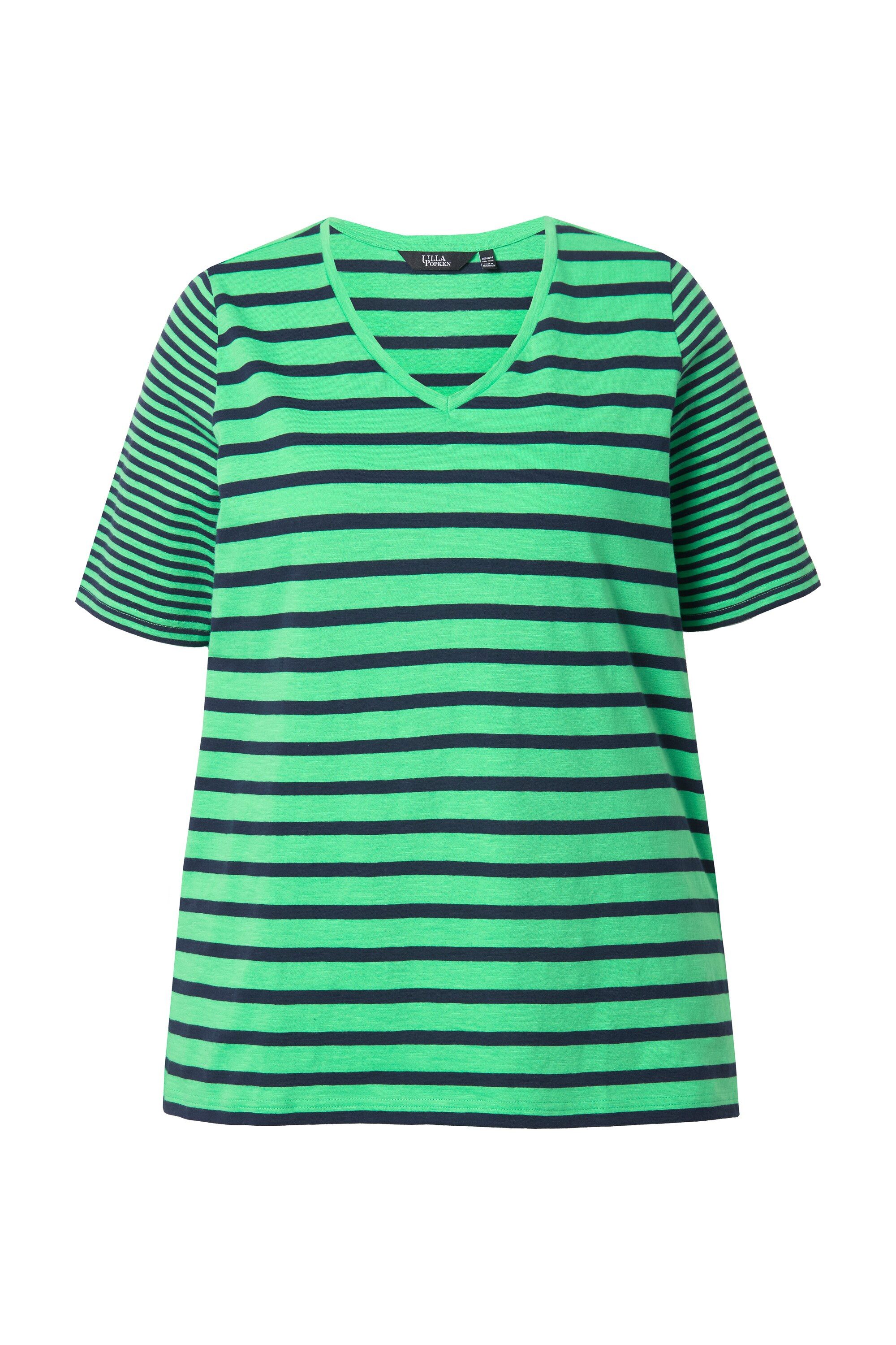 Ulla Popken T-Shirt Shirt Ringelmix A-Linie günstig online kaufen