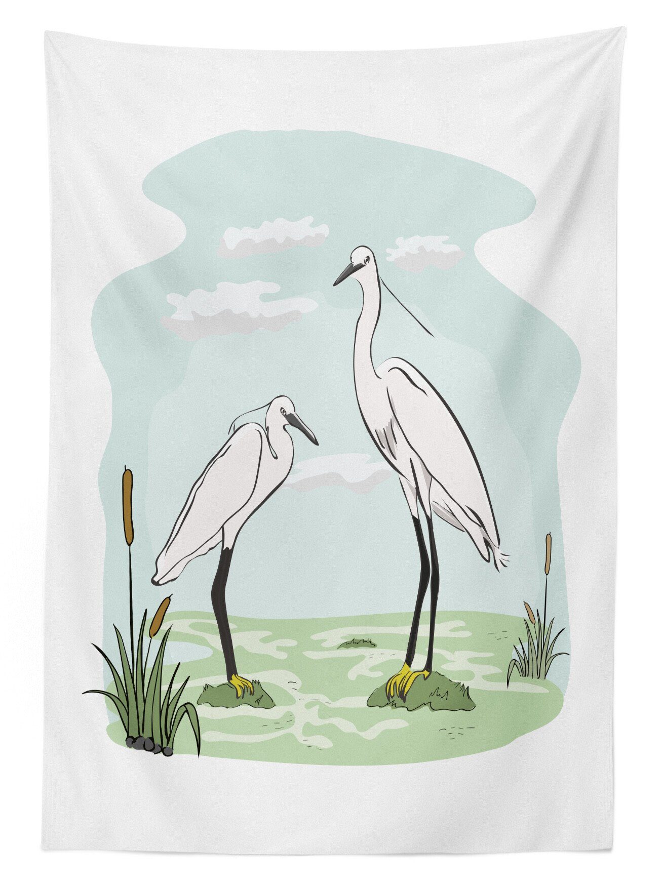 Für Farbfest Bereich Herons Klare Tischdecke Cartoon geeignet in Reiher Marsh Außen Waschbar den Abakuhaus Farben, 2
