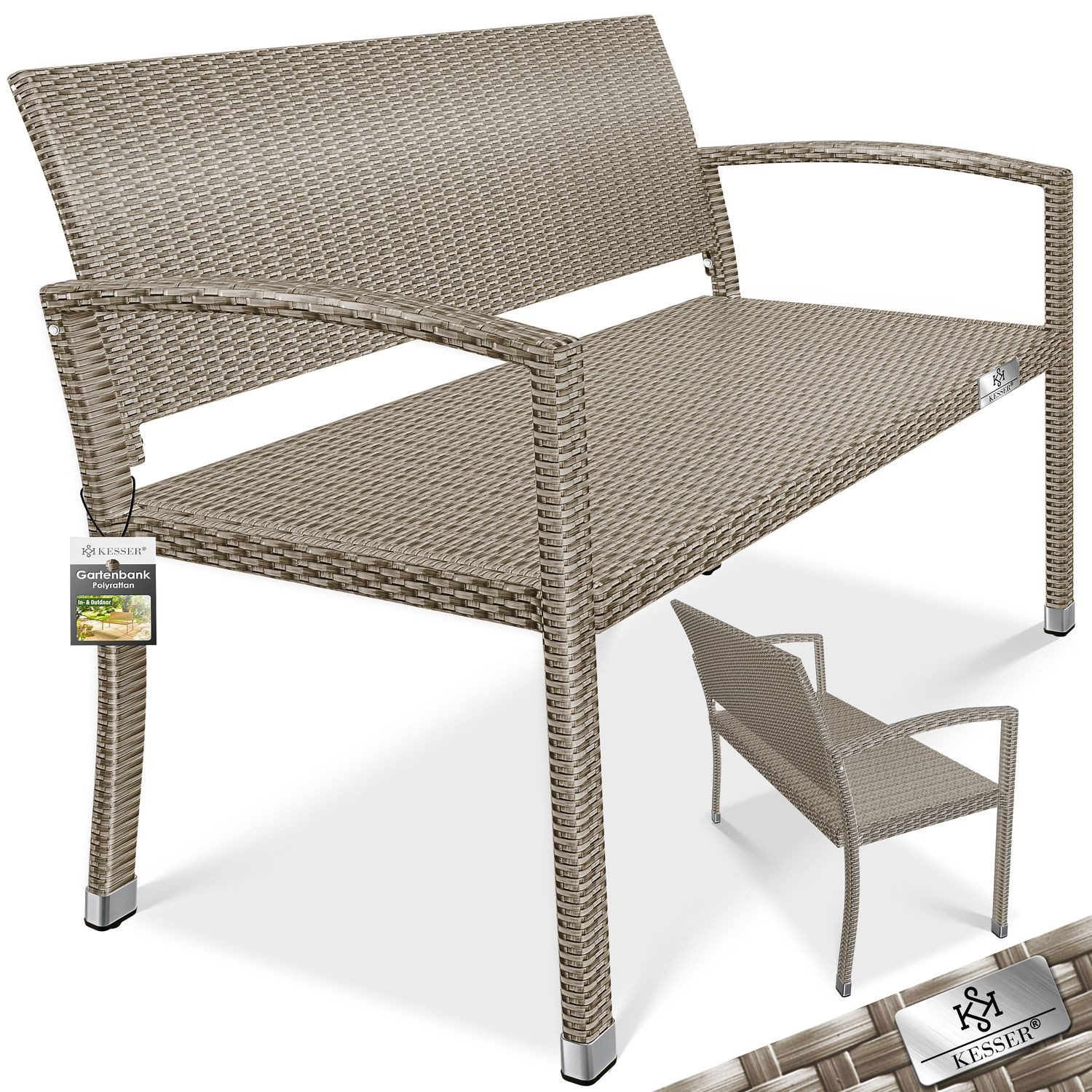 KESSER Gartenbank, Polyrattan 2-Sitzer Wetterfest, Rattan-Sitzbank günstig online kaufen