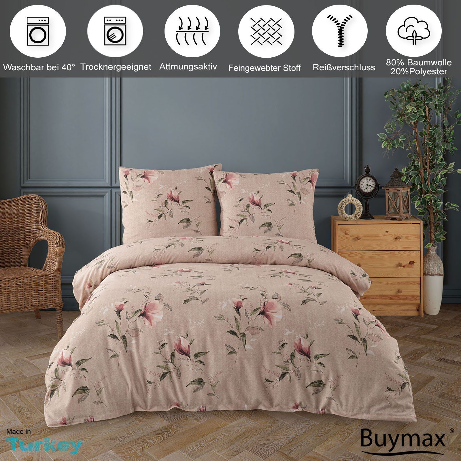 Buymax Bettwäsche Bettbezug-Set Ginco, Baumwollmischung, 2 günstig online kaufen