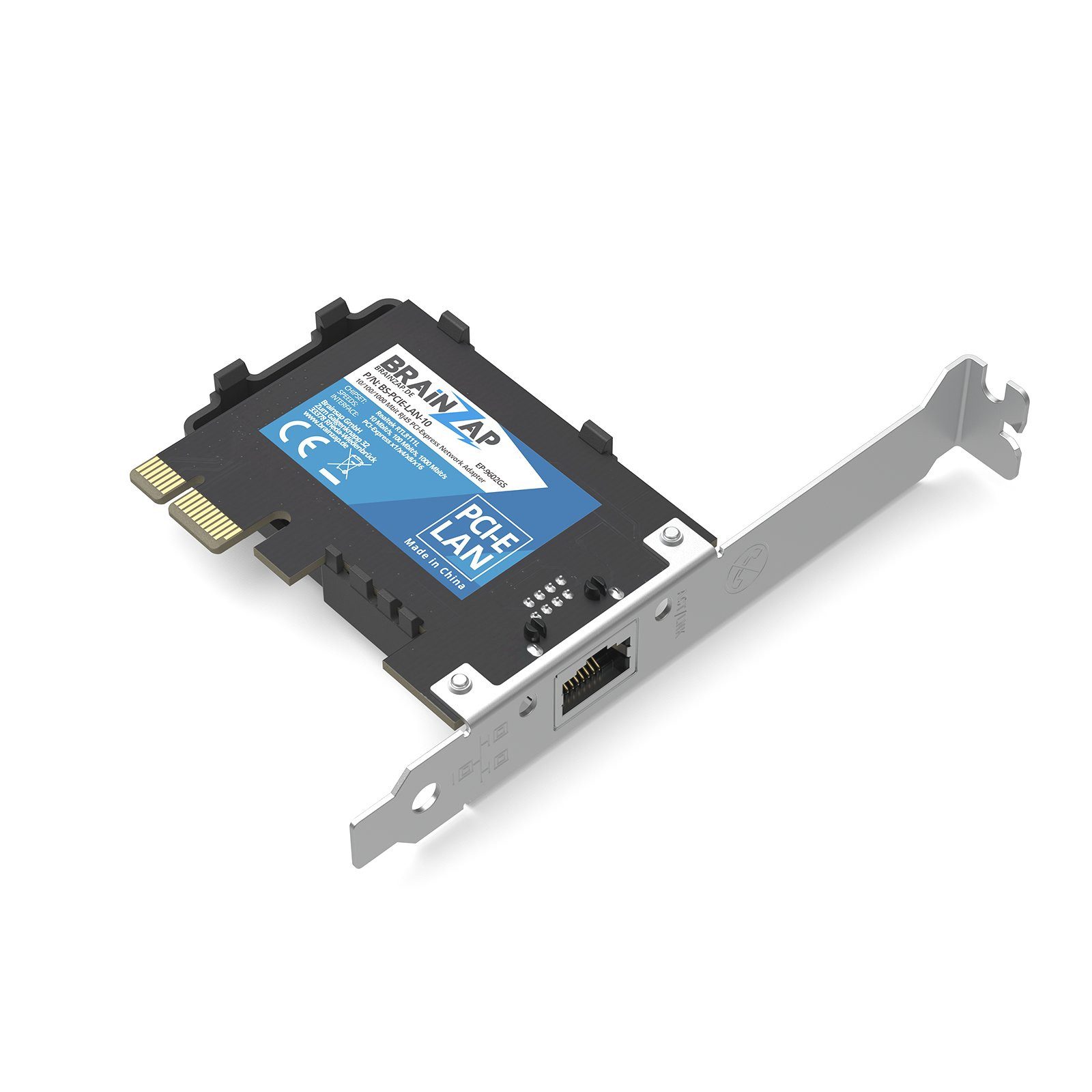 BRAINZAP 1 Gbit/s PCIe Gigabit LAN Netzwerkkarte Netzwerk-Adapter PCI-Express zu RJ-45, Ethernet, RJ-45, 1 Gbit/s