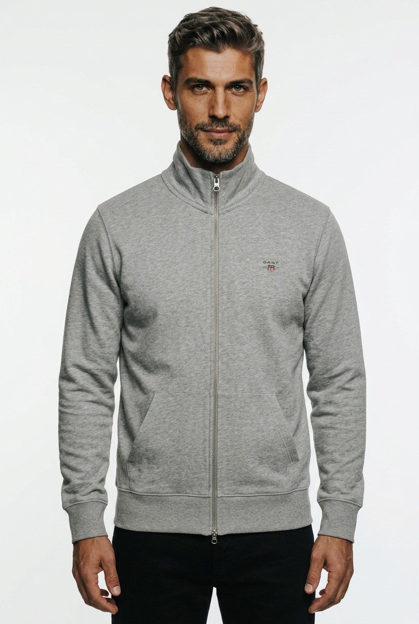 Gant Sweatjacke REG SHIELD FULL ZIP SWEAT mit Logostickerei auf der Brust